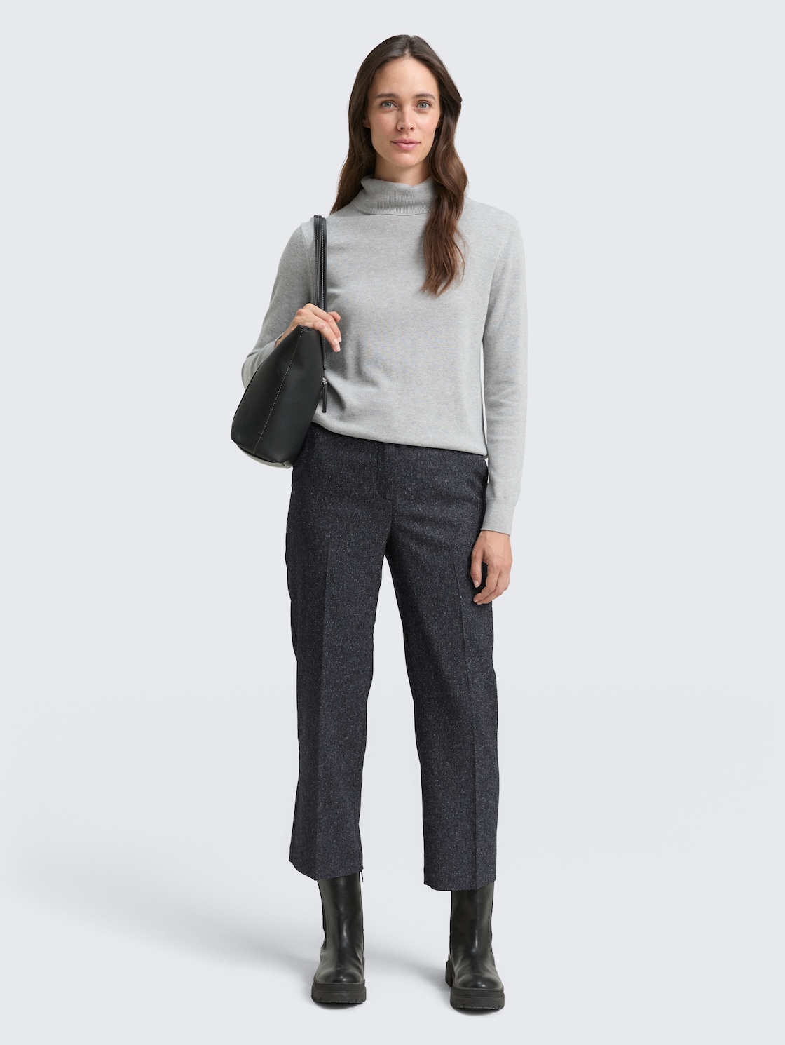 Thumbnail - TOM TAILOR Damen TTMIA STRAIGHT Hose in Melange-Optik, blau, Meliert, Gr. 38/28