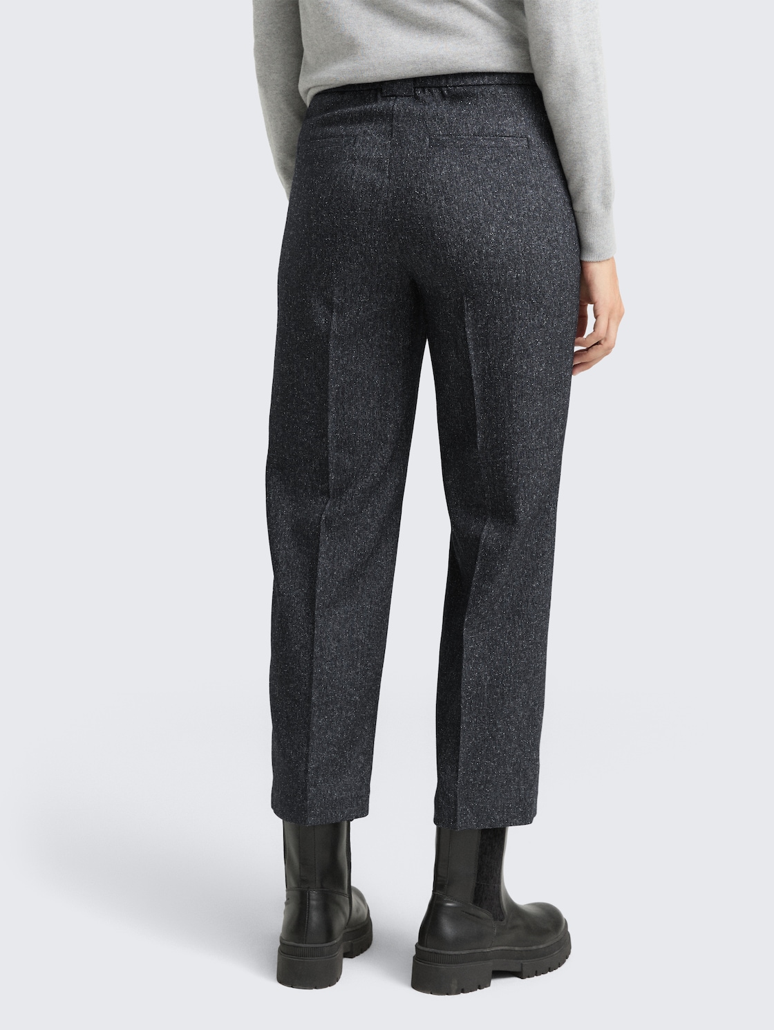 Thumbnail - TOM TAILOR Damen TTMIA STRAIGHT Hose in Melange-Optik, blau, Meliert, Gr. 38/28