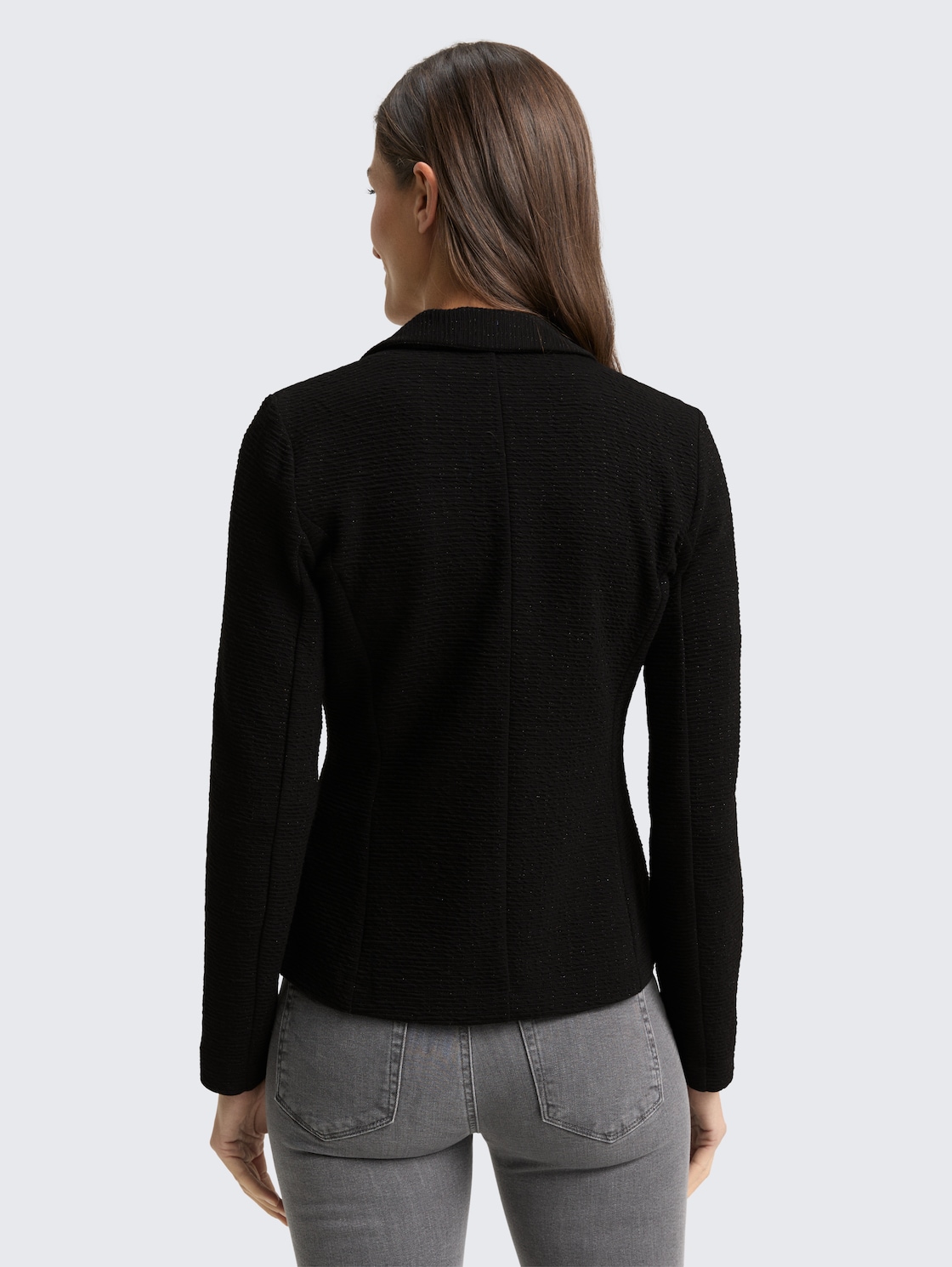 Thumbnail - TOM TAILOR Damen Slim Fit Blazer mit Glitzer-Effekt, schwarz, Uni, Gr. XXXL