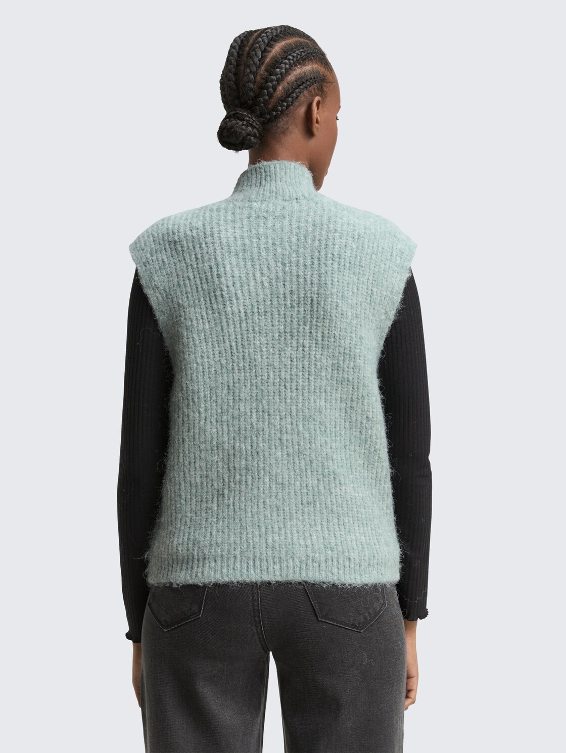 Thumbnail - TOM TAILOR DENIM Damen Pullunder mit Stehkragen, blau, Meliert, Gr. XL