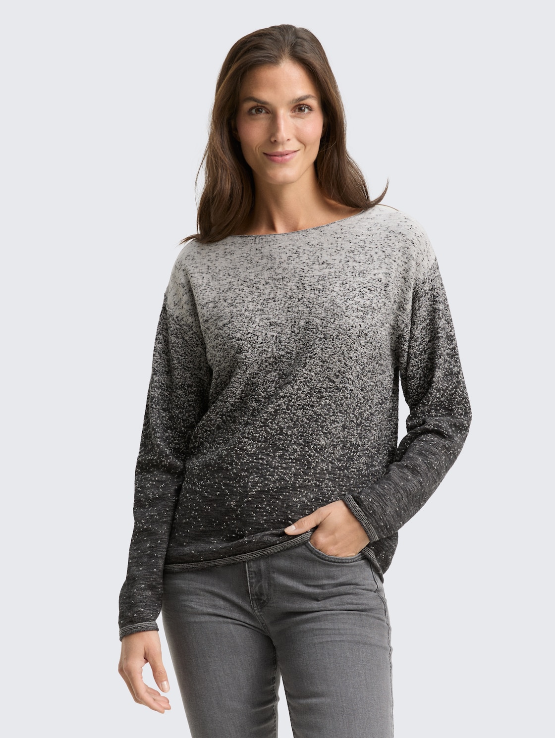 Thumbnail - TOM TAILOR Damen Loose Fit Strickpullover mit Farbverlauf, schwarz, Farbverlauf, Gr. XL