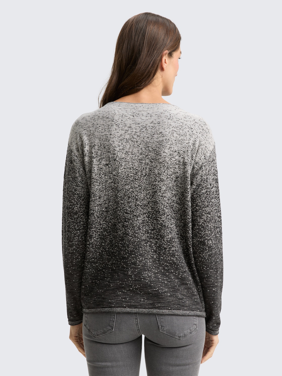 Thumbnail - TOM TAILOR Damen Loose Fit Strickpullover mit Farbverlauf, schwarz, Farbverlauf, Gr. XL