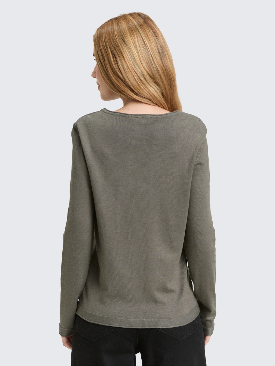 Thumbnail - TOM TAILOR Damen Basic Strickpullover mit Rundhalsausschnitt, grün, Uni, Gr. M