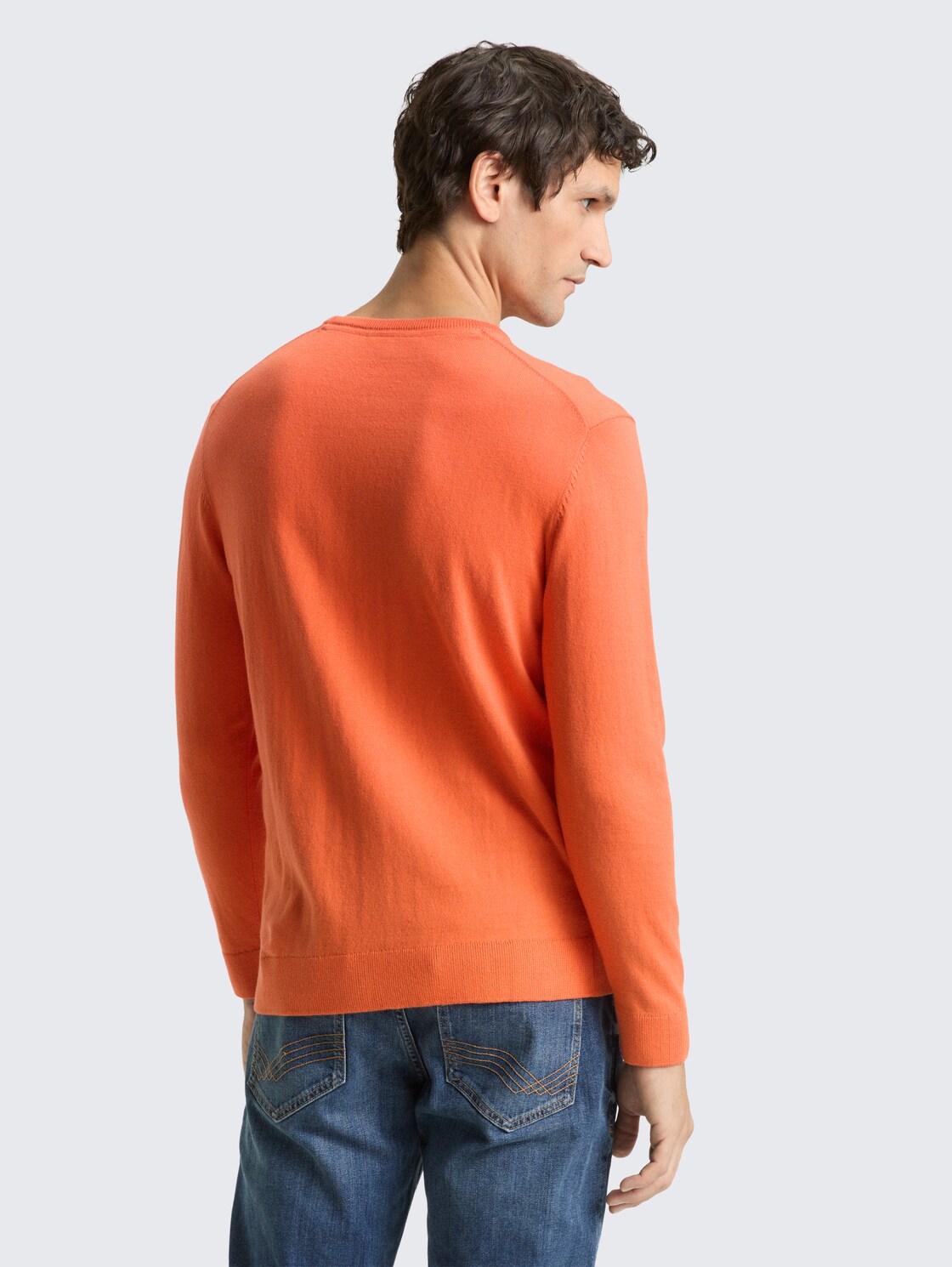 Thumbnail - TOM TAILOR Herren Basic Strickpullover aus Baumwolle, rot, Uni, Gr. M