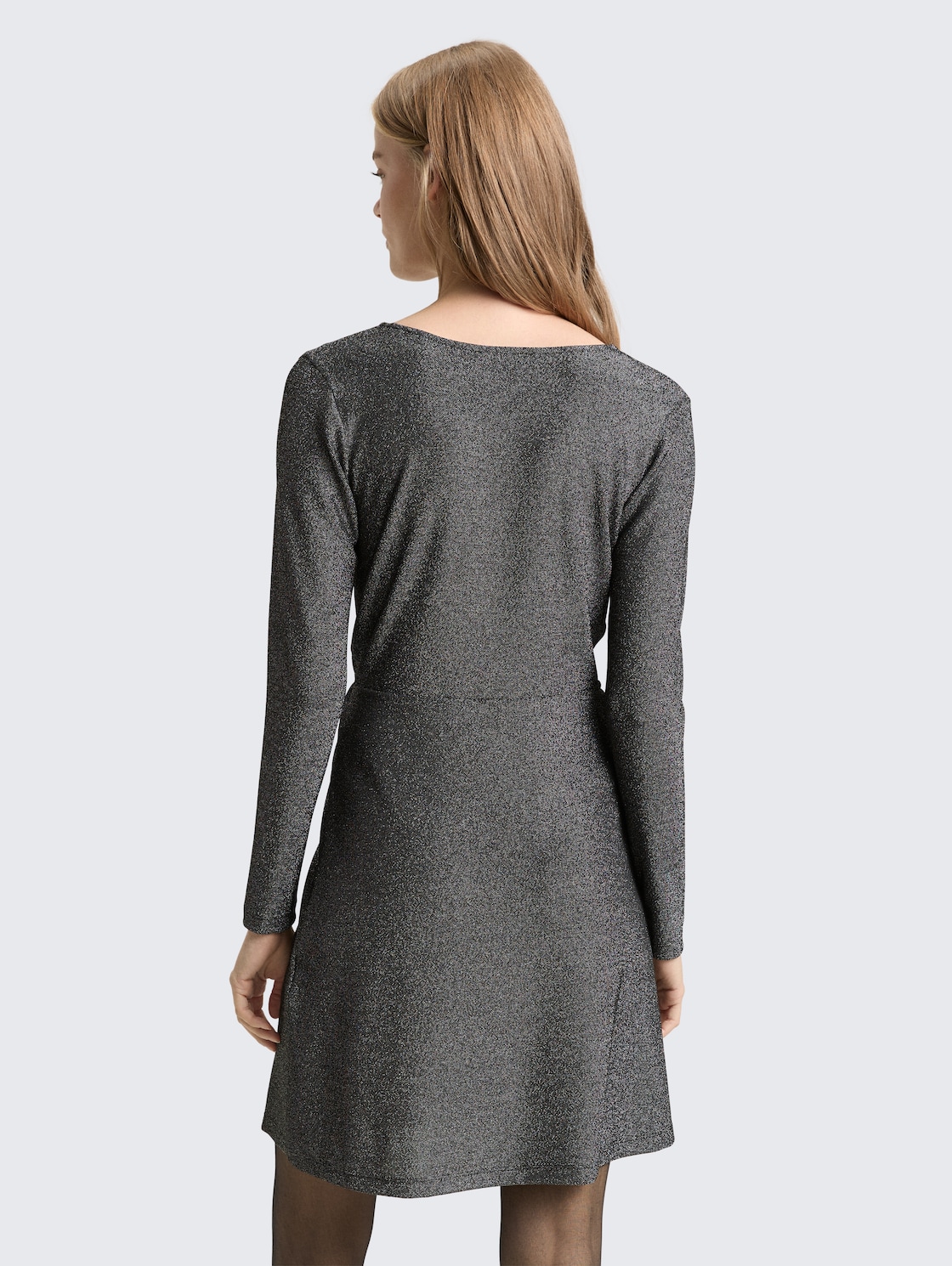 Thumbnail - TOM TAILOR DENIM Damen Fitted Mini-Kleid mit Glitzer-Effekt, schwarz, Uni, Gr. S