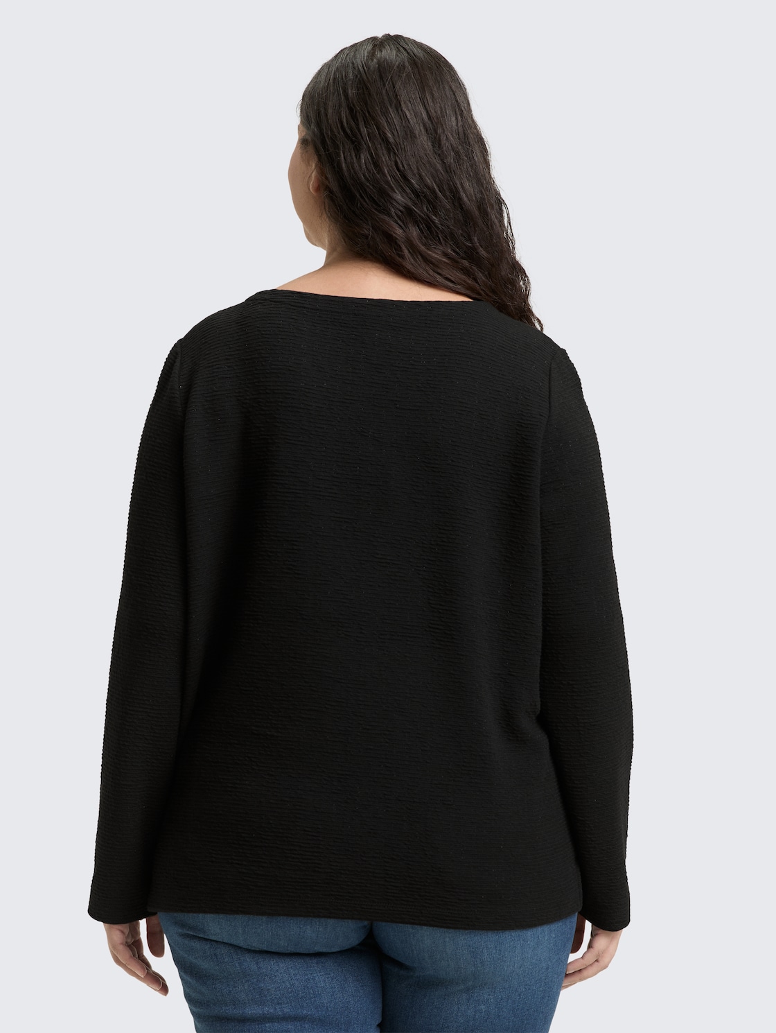Thumbnail - TOM TAILOR Damen Plus Size - Sweatshirt mit Glitzer-Effekt, schwarz, Uni, Gr. 46