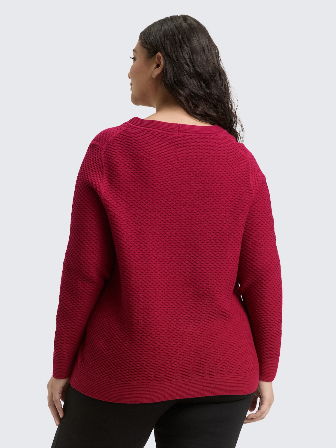 Thumbnail - TOM TAILOR Damen Plus Size - Loose Fit Strickpullover aus Baumwolle, rot, Uni, Gr. 54