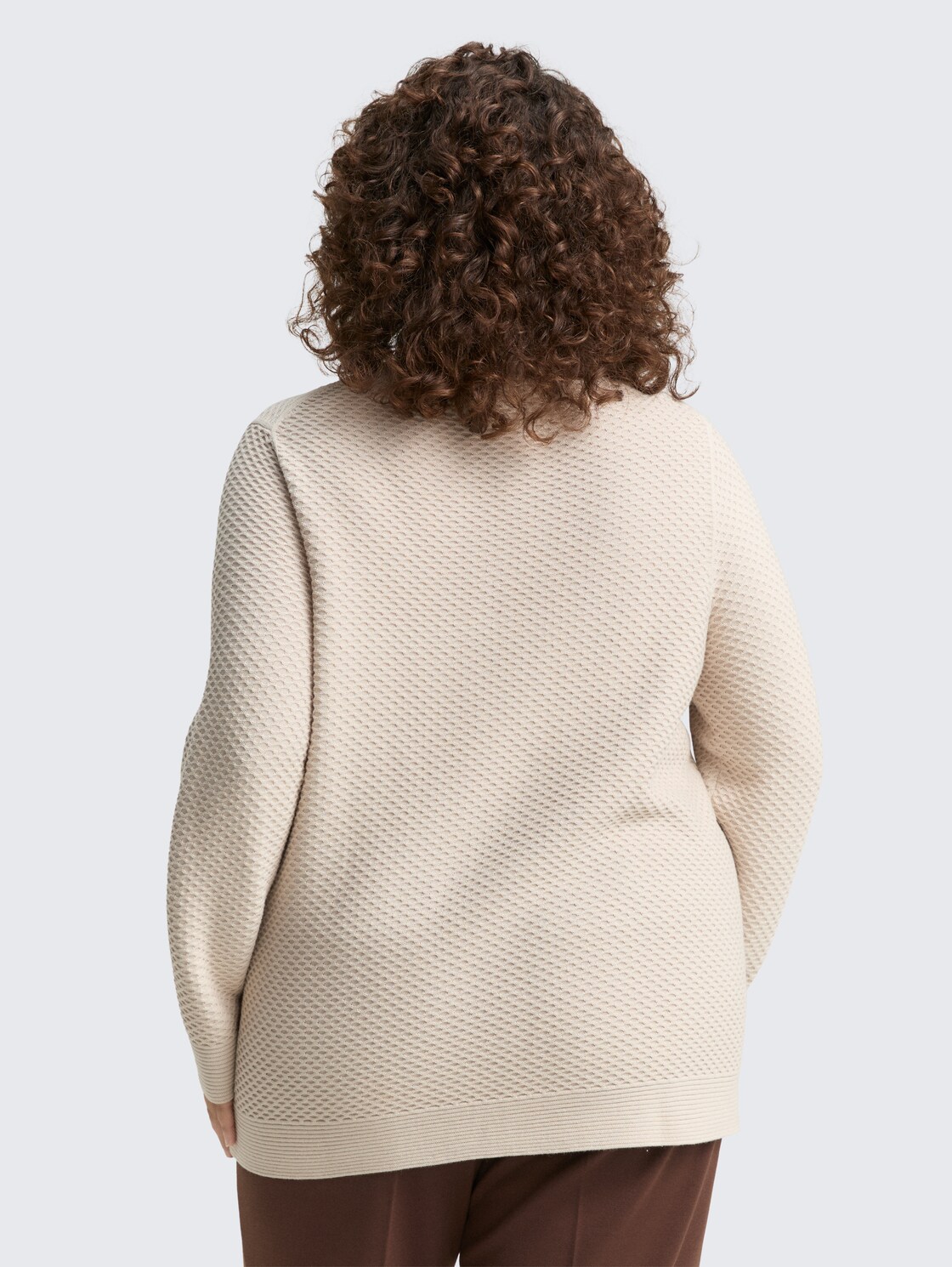 Thumbnail - TOM TAILOR Damen Plus Size - Loose Fit Strickpullover aus Baumwolle, braun, Uni, Gr. 50