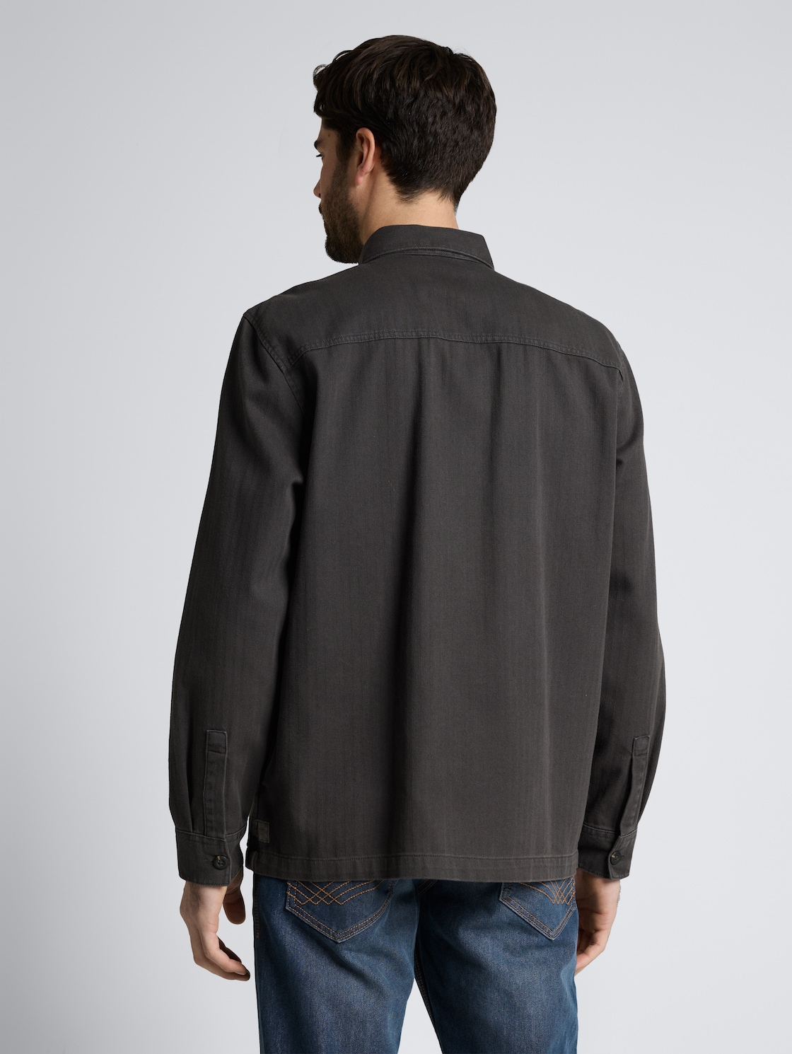 Thumbnail - TOM TAILOR Herren Overshirt im Washed-Look, schwarz, Uni, Gr. XL