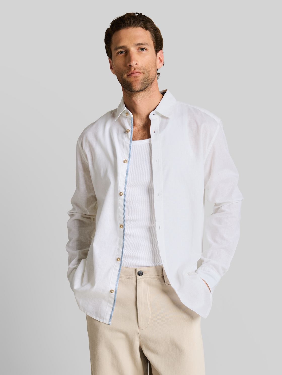  Tom Tailor Herren Regular Fit Hemd Mit Leinenanteil, Weiß, Uni, Gr. Xxl 