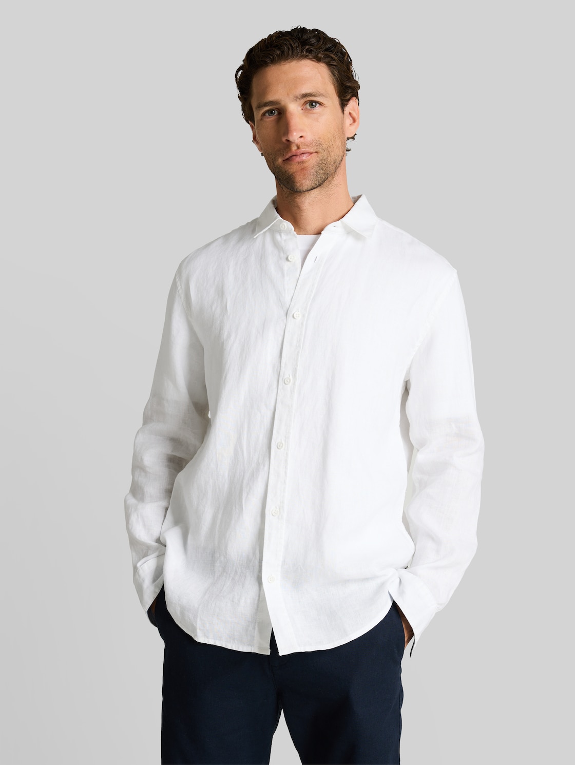  Tom Tailor Herren Regular Fit Hemd Aus Leinen, Weiß, Uni, Gr. Xxl 