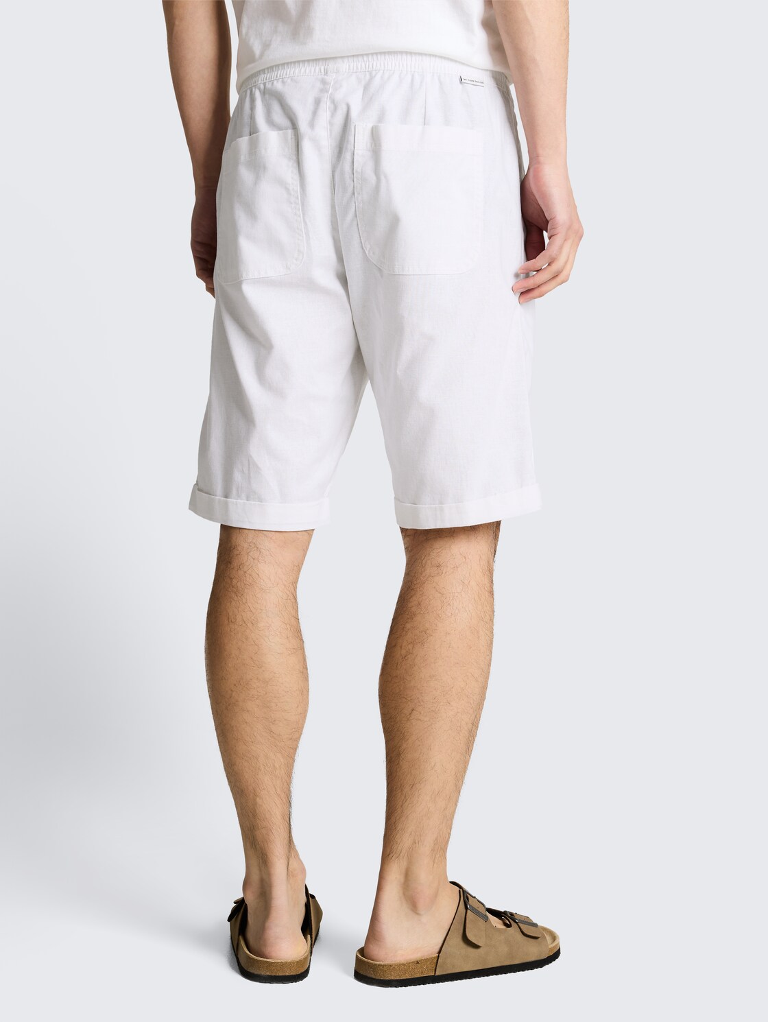 Thumbnail - TOM TAILOR Herren TTREGULAR Shorts mit Leinenanteil, weiß, Uni, Gr. XL