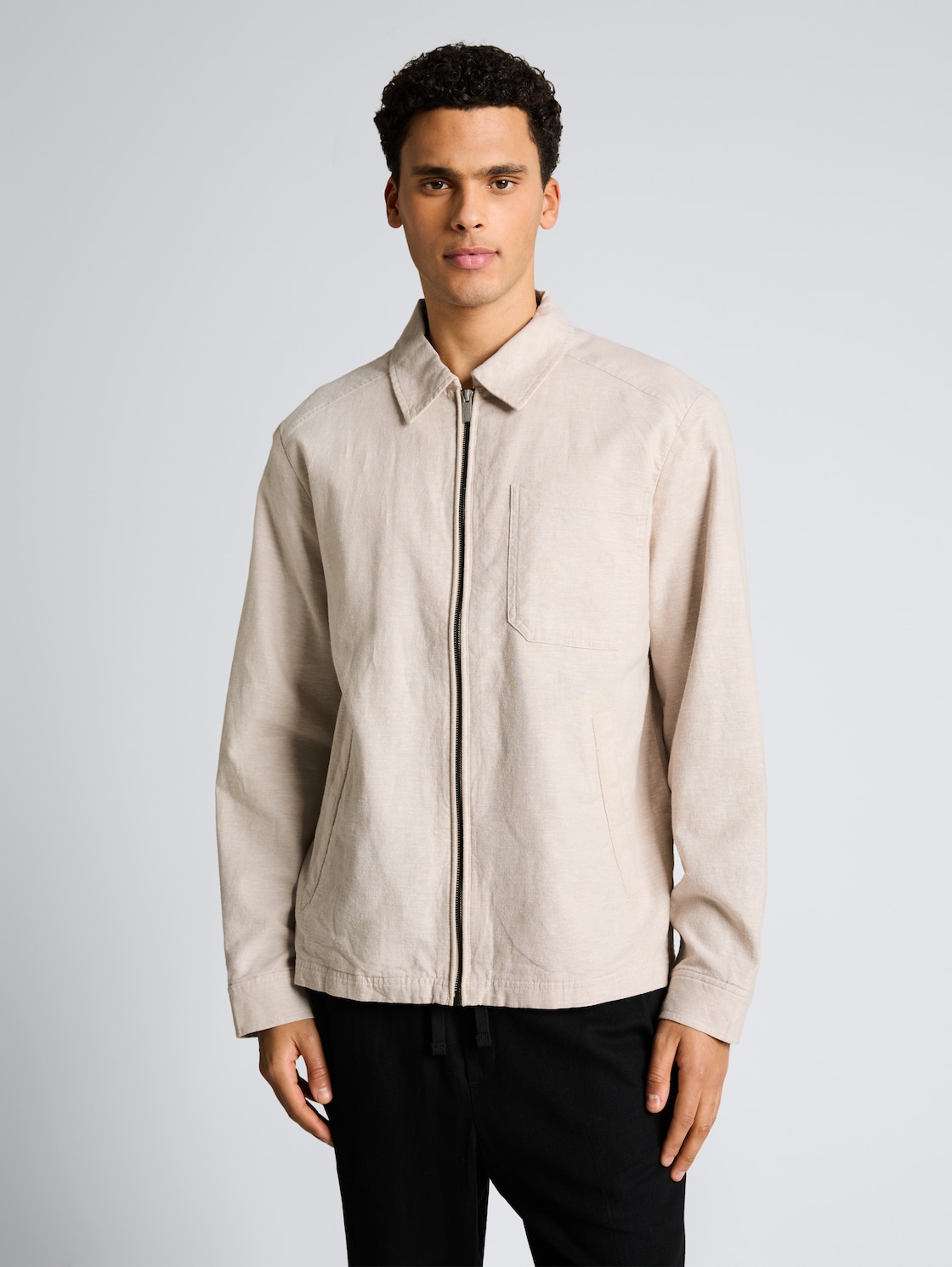 Thumbnail - TOM TAILOR Herren Hemdjacke mit Leinenanteil, beige, Uni, Gr. S