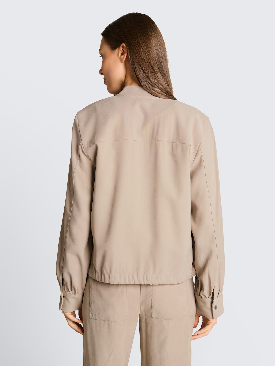 Thumbnail - TOM TAILOR Damen Loose Fit Bomberjacke mit Brusttaschen, grau, Uni, Gr. 38