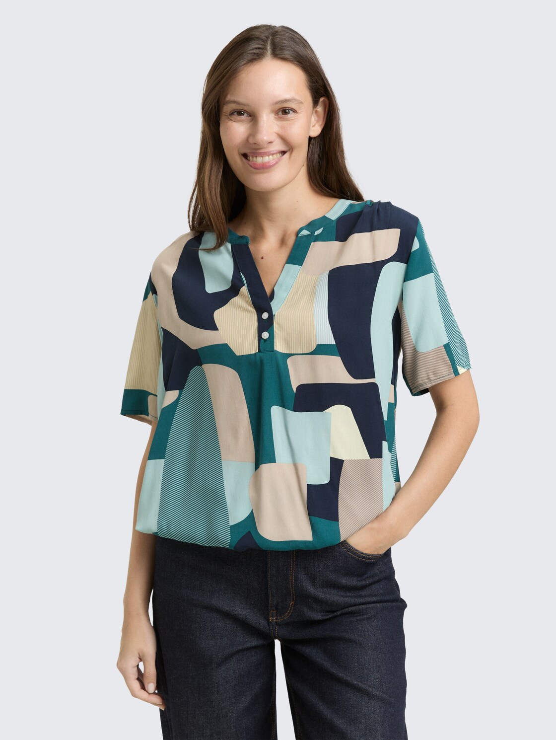 Thumbnail - TOM TAILOR Damen Bluse mit Muster, grün, Gemustert, Gr. 44
