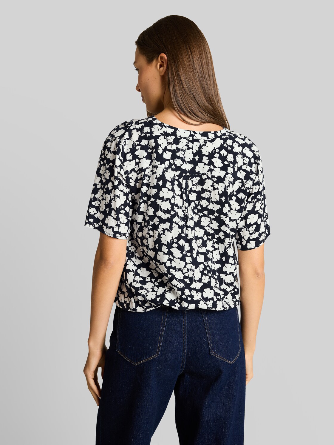  Tom Tailor Damen Bluse Mit Muster, Blau, Gemustert, Gr. 36 