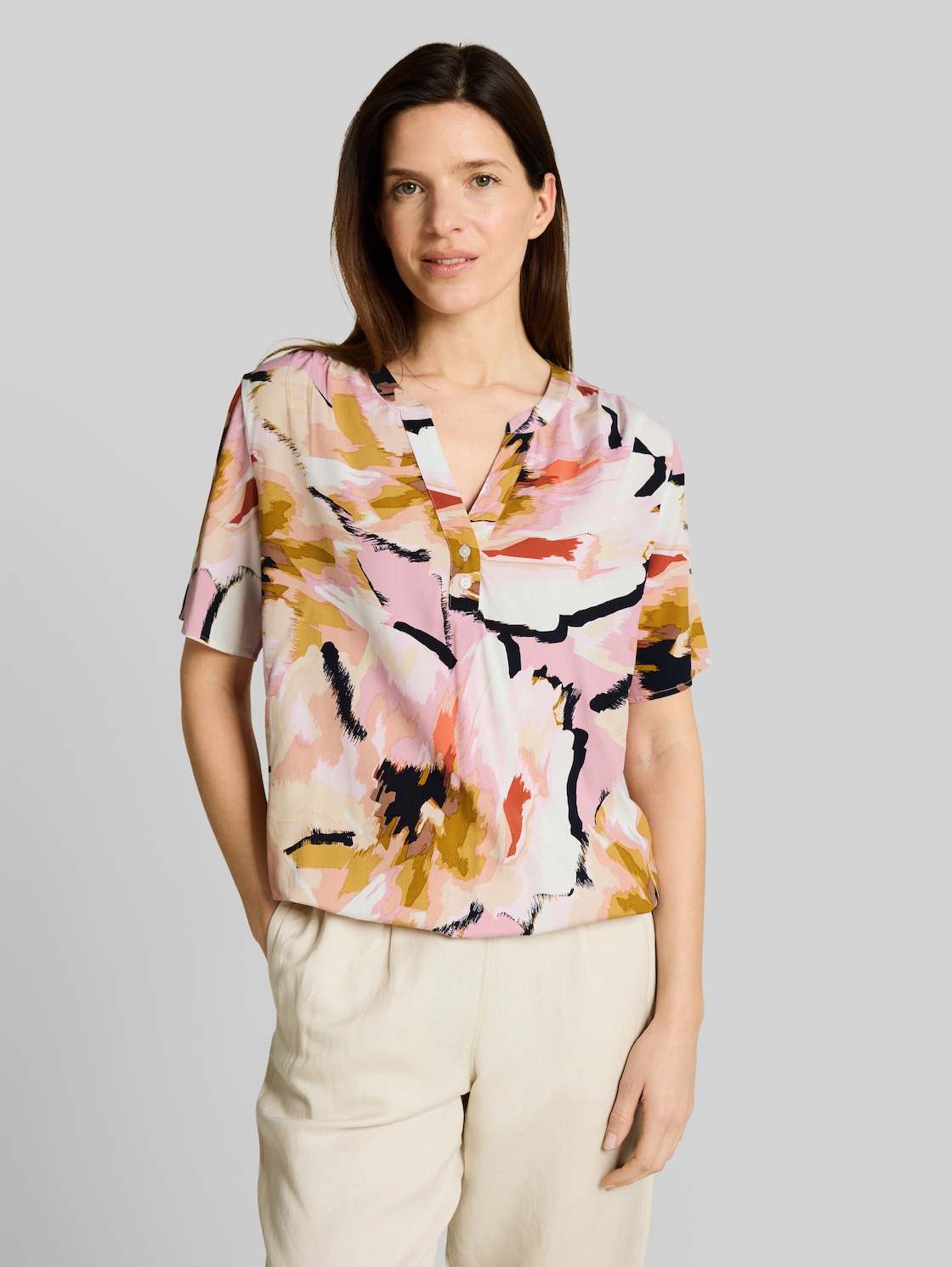  Tom Tailor Damen Bluse Mit Muster, Rosa, Geblümt, Gr. 36 