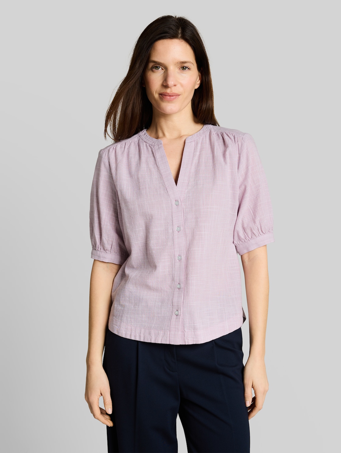  Tom Tailor Damen Bluse Aus Baumwolle, Rosa, Uni, Gr. 46 