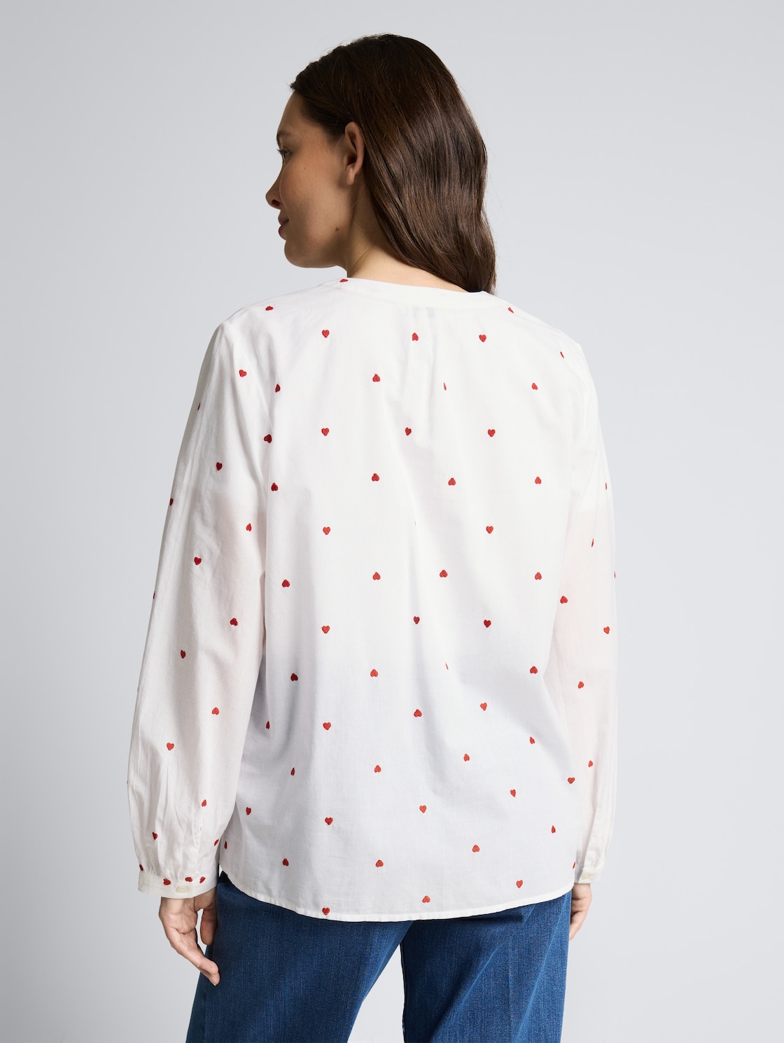 Thumbnail - TOM TAILOR Damen Bluse mit Herz-Stickerei, weiß, Gemustert, Gr. 36