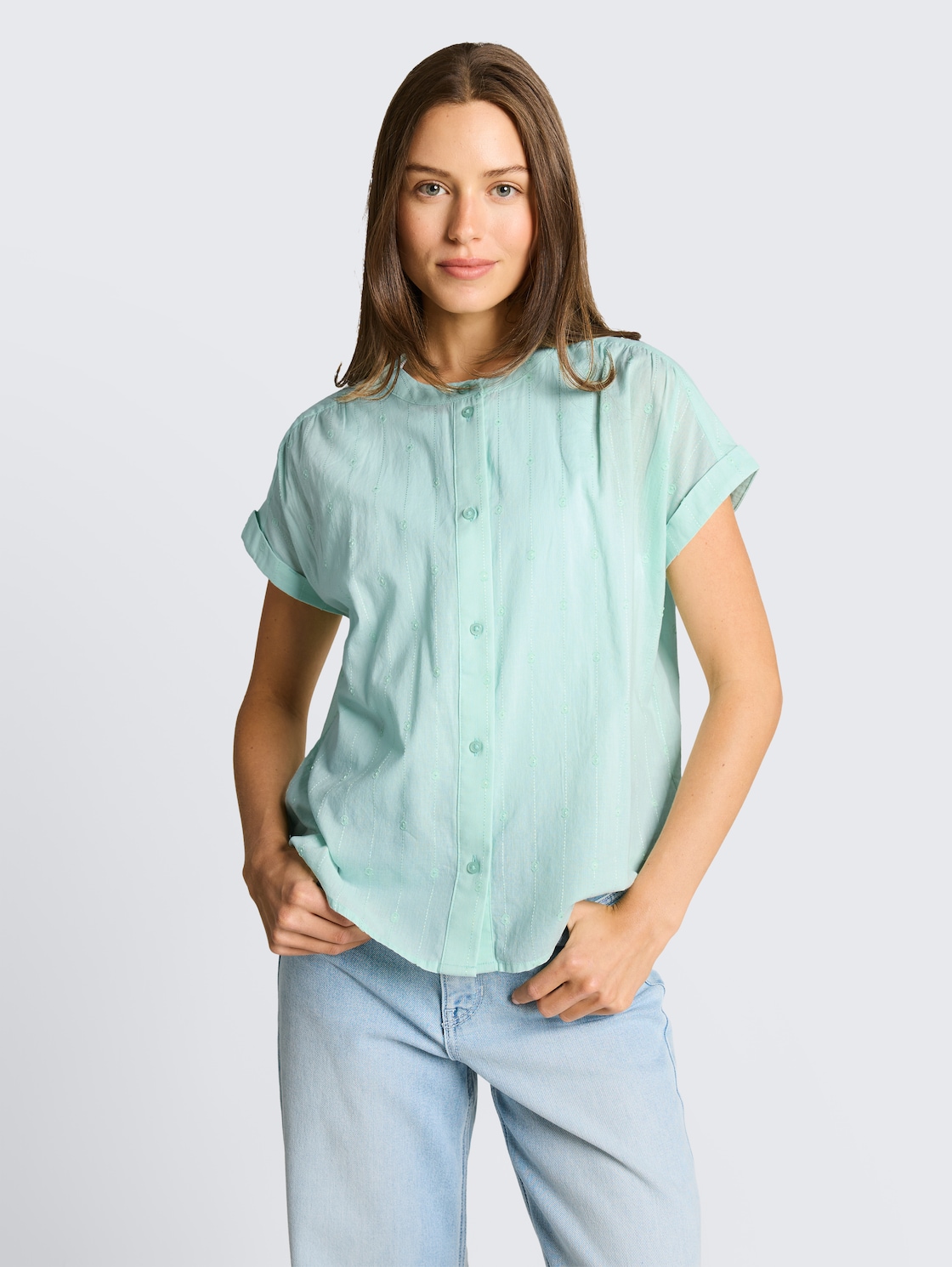 Thumbnail - TOM TAILOR Damen Loose Fit Bluse, blau, Uni, Gr. 46