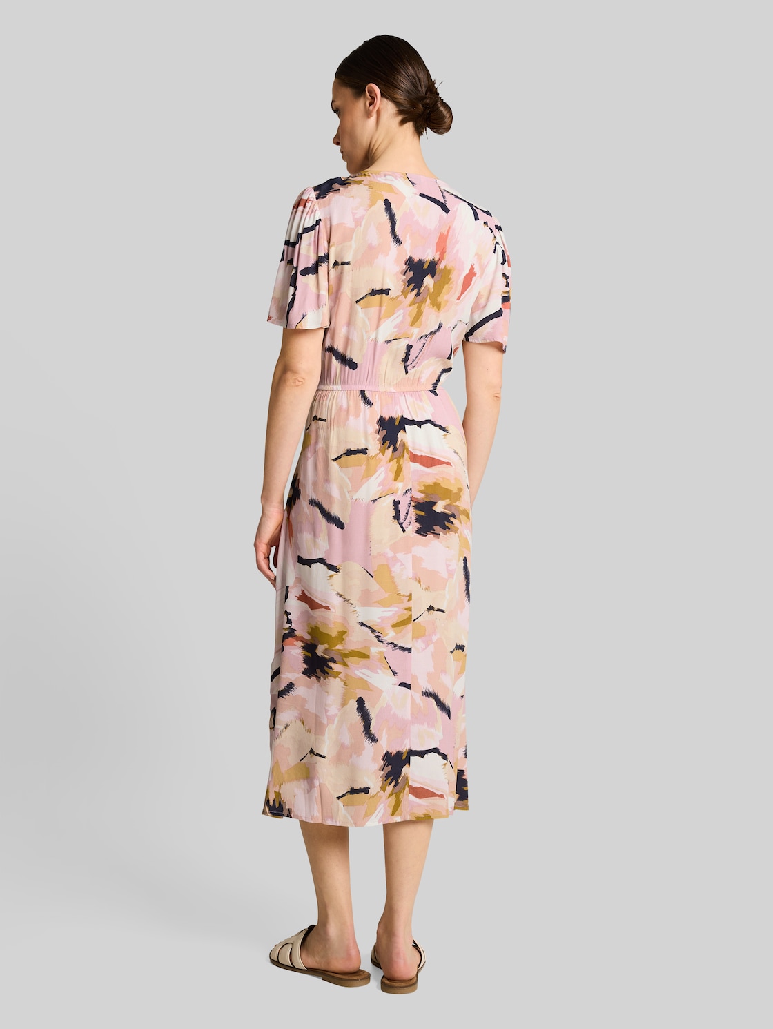  Tom Tailor Damen Midi-kleid Mit Muster, Rosa, Geblümt, Gr. 36 