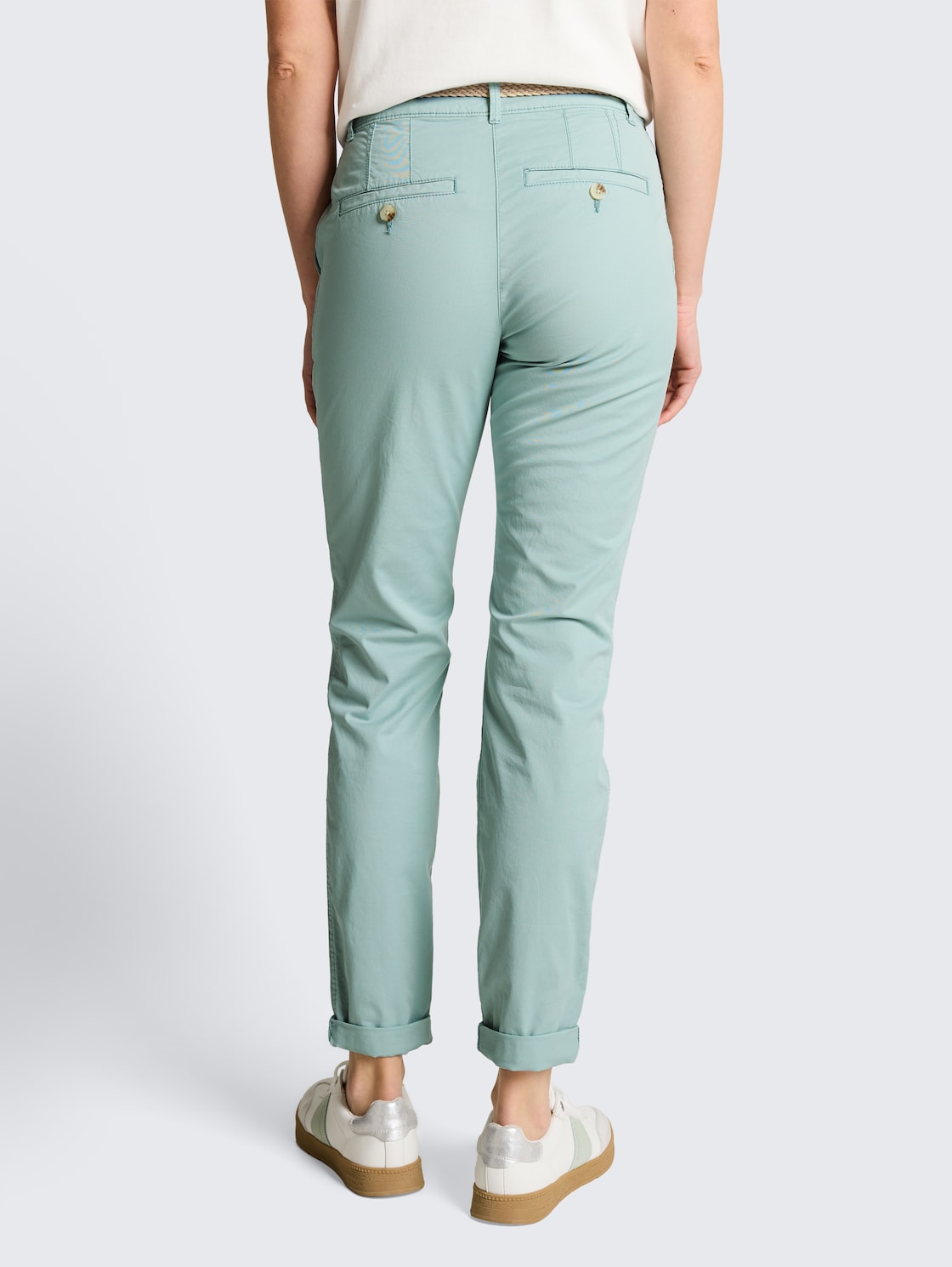 Thumbnail - TOM TAILOR Damen Slim Chino Hose mit Gürtel, blau, Uni, Gr. 44/32