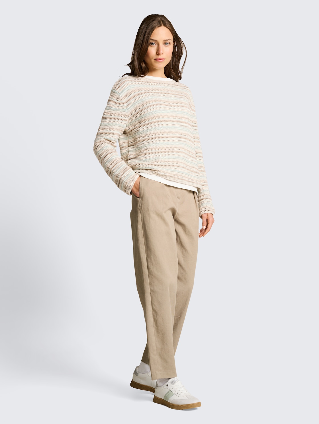 Thumbnail - TOM TAILOR Damen Cropped Barrel Hose, grau, Uni, Gr. 36/28