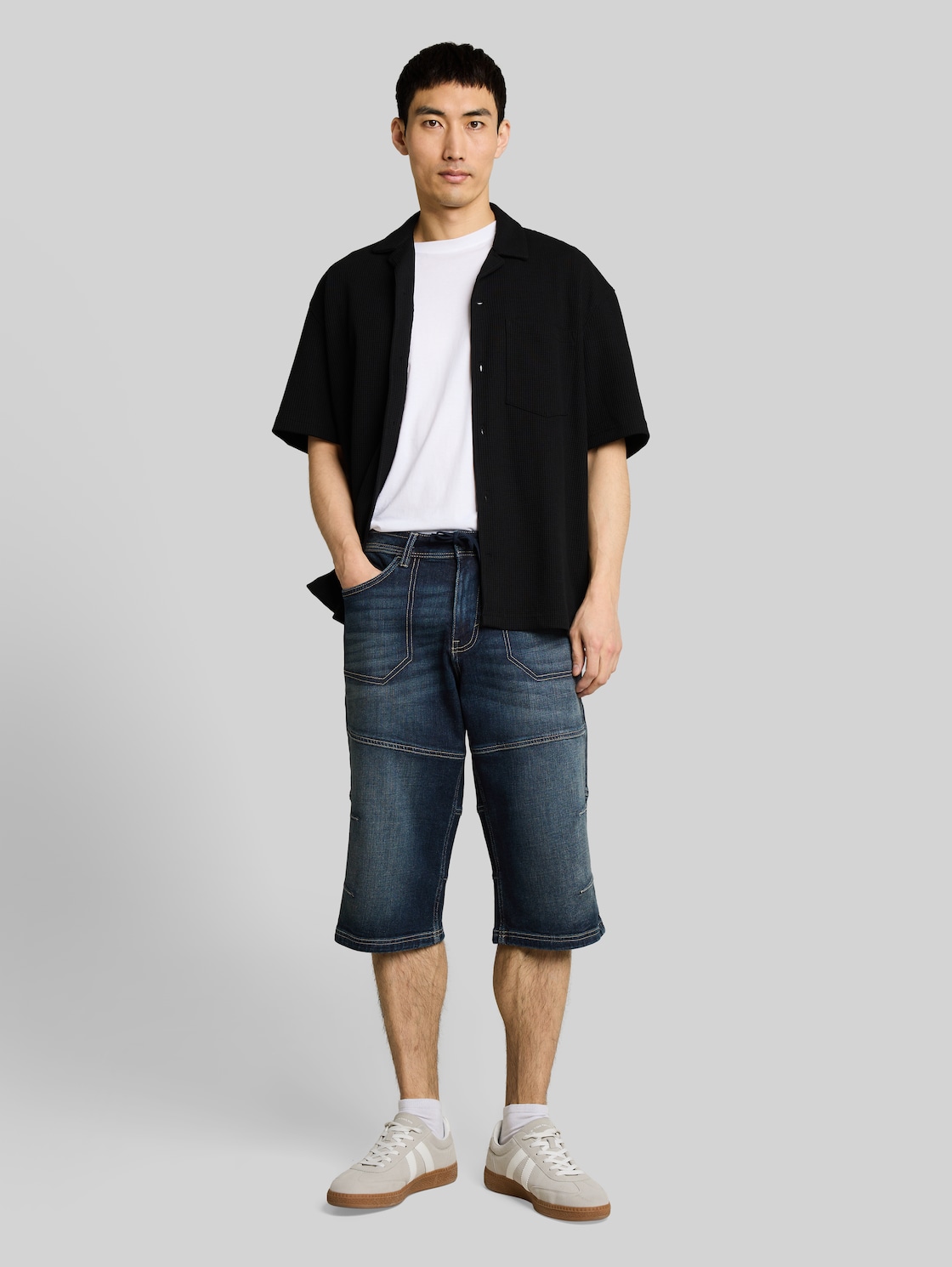  Tom Tailor Herren Ttmorris Relaxed Overknee Jeans Shorts Mit Stretch, Weiß, Uni, Gr. 28 