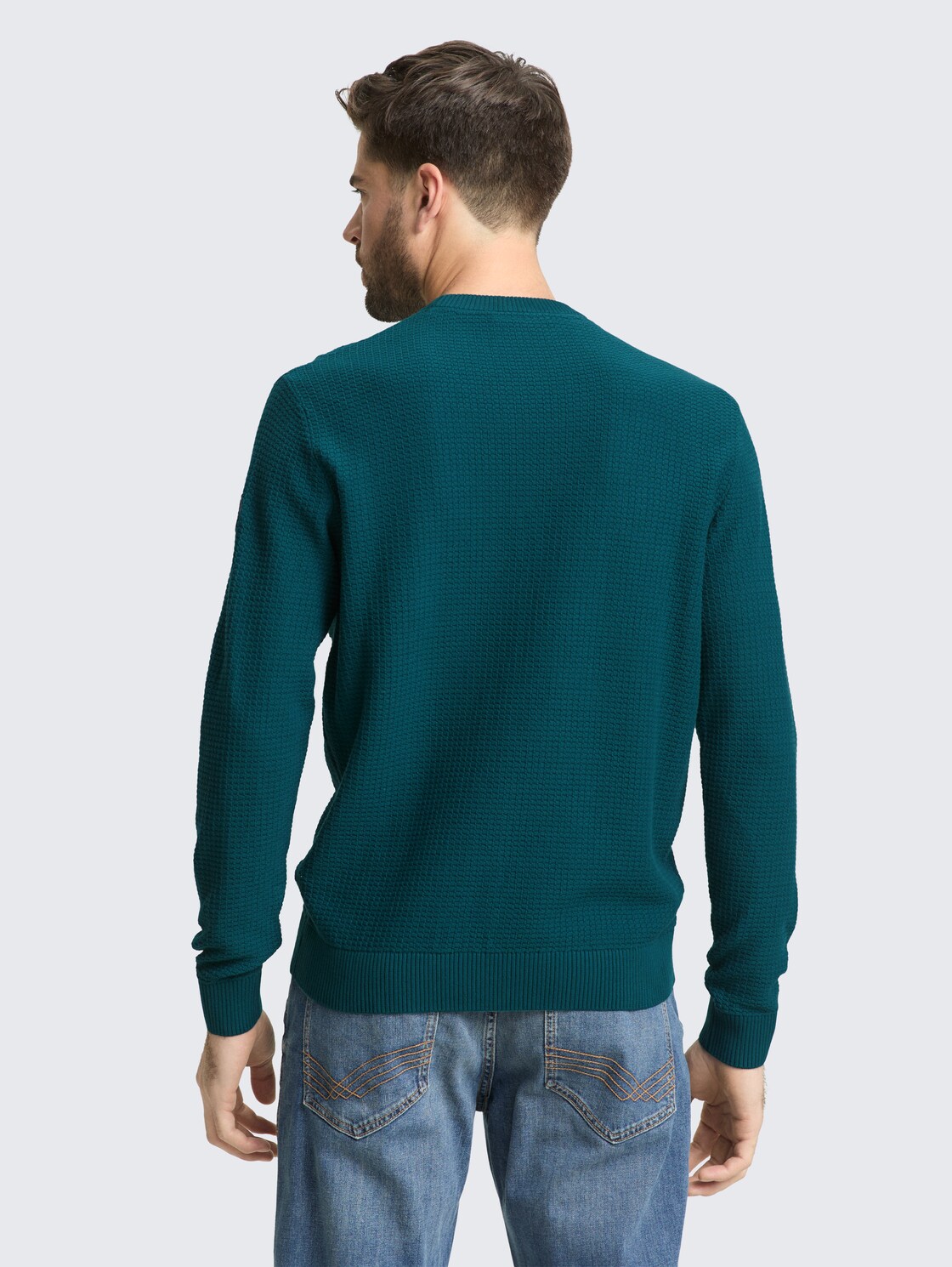 Thumbnail - TOM TAILOR Herren Strickpullover aus Baumwolle, grün, Uni, Gr. M