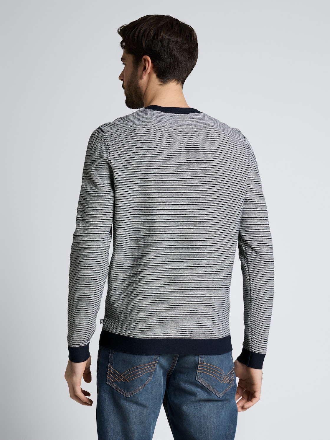 Thumbnail - TOM TAILOR Herren Strickpullover aus Baumwolle, blau, Gestreift, Gr. XL