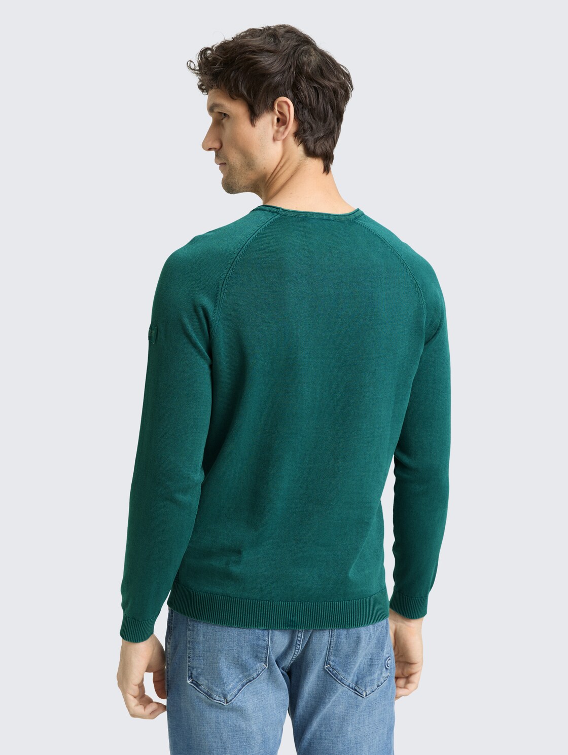 Thumbnail - TOM TAILOR Herren Strickpullover aus Baumwolle, grün, Uni, Gr. XXL