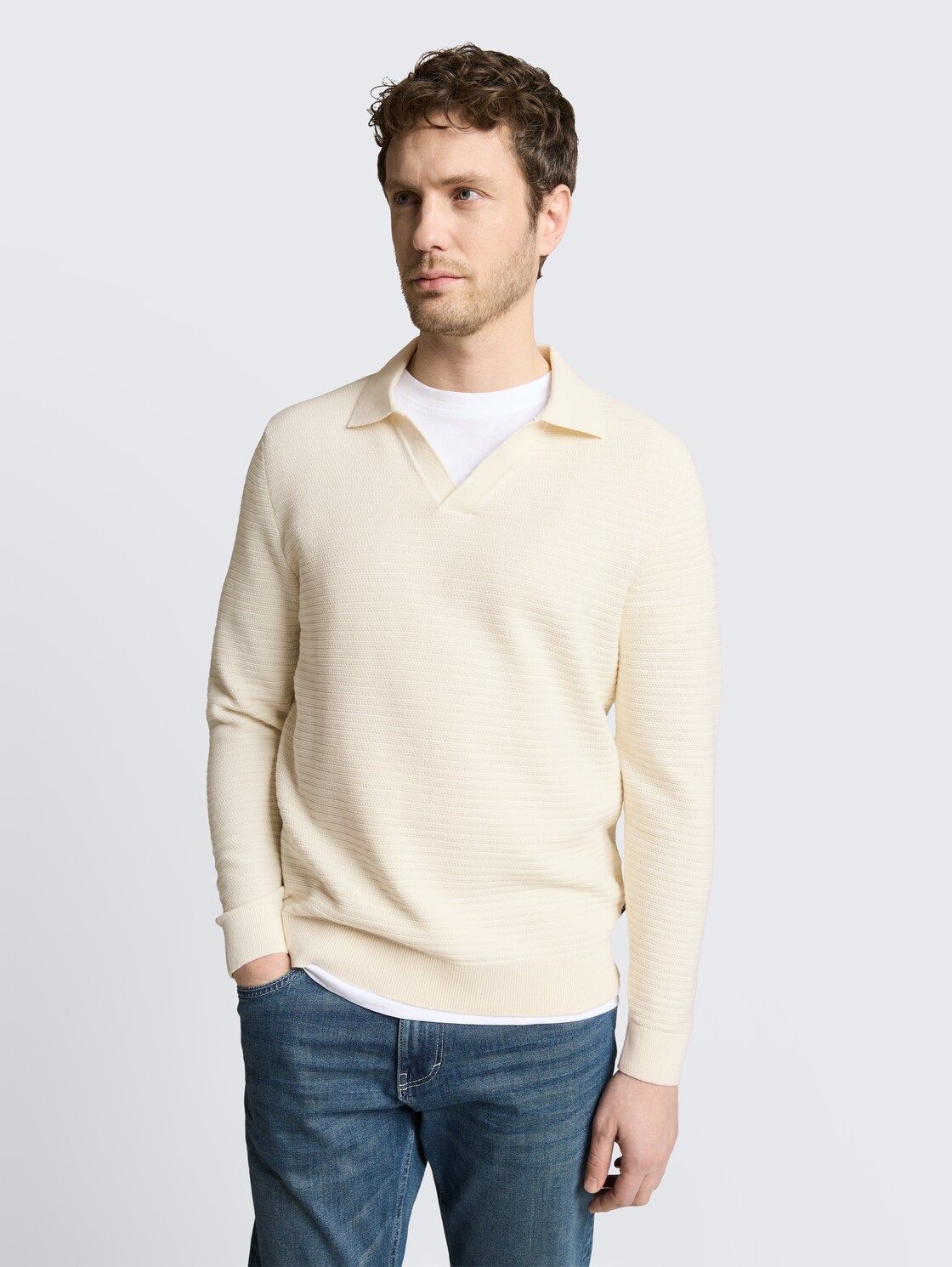 Thumbnail - TOM TAILOR Herren Strickpullover mit Polokragen, braun, Uni, Gr. S