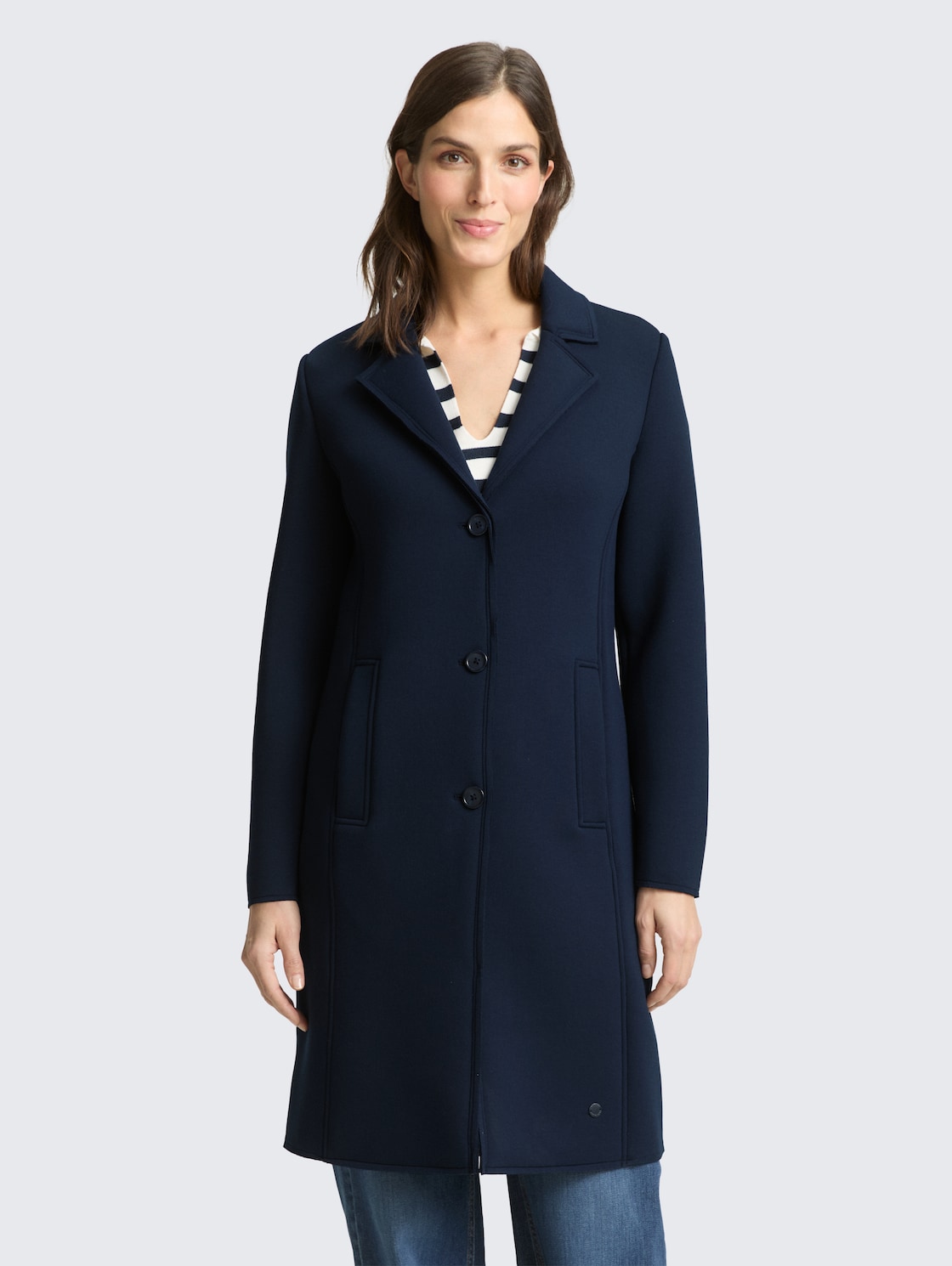 Thumbnail - TOM TAILOR Damen Scuba Mantel mit Eingriffstaschen, blau, Uni, Gr. XXL