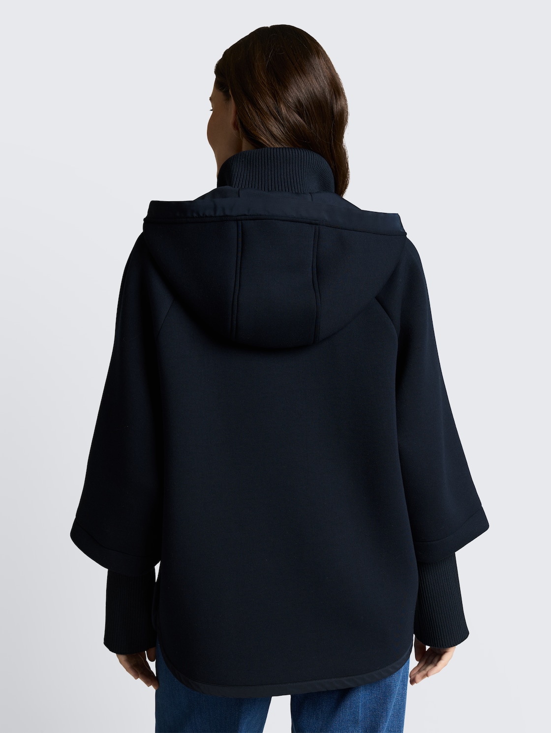 Thumbnail - TOM TAILOR Damen Scuba Cape Jacke mit Kapuze, blau, Uni, Gr. L