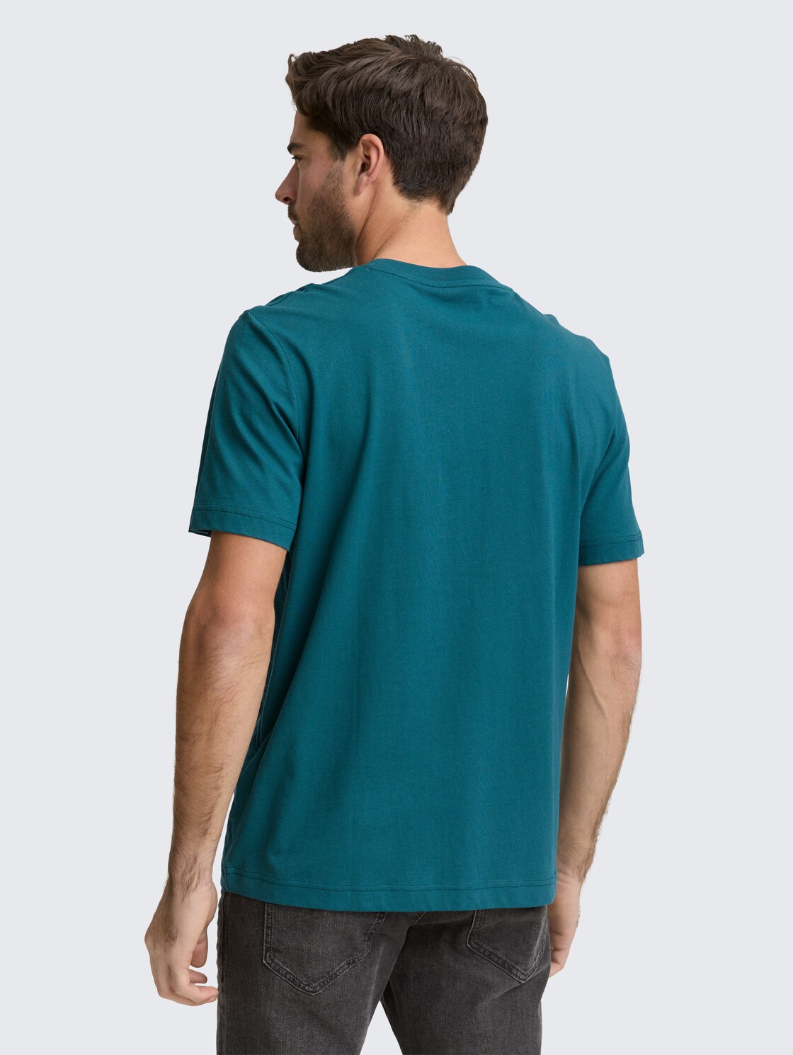 Thumbnail - TOM TAILOR Herren T-Shirt mit Print, grün, Uni, Gr. M