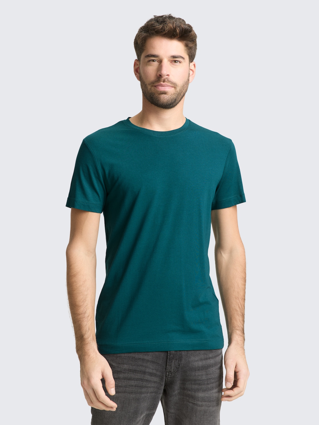 Thumbnail - TOM TAILOR Herren Basic Fitted T-Shirt, grün, Uni, Gr. M