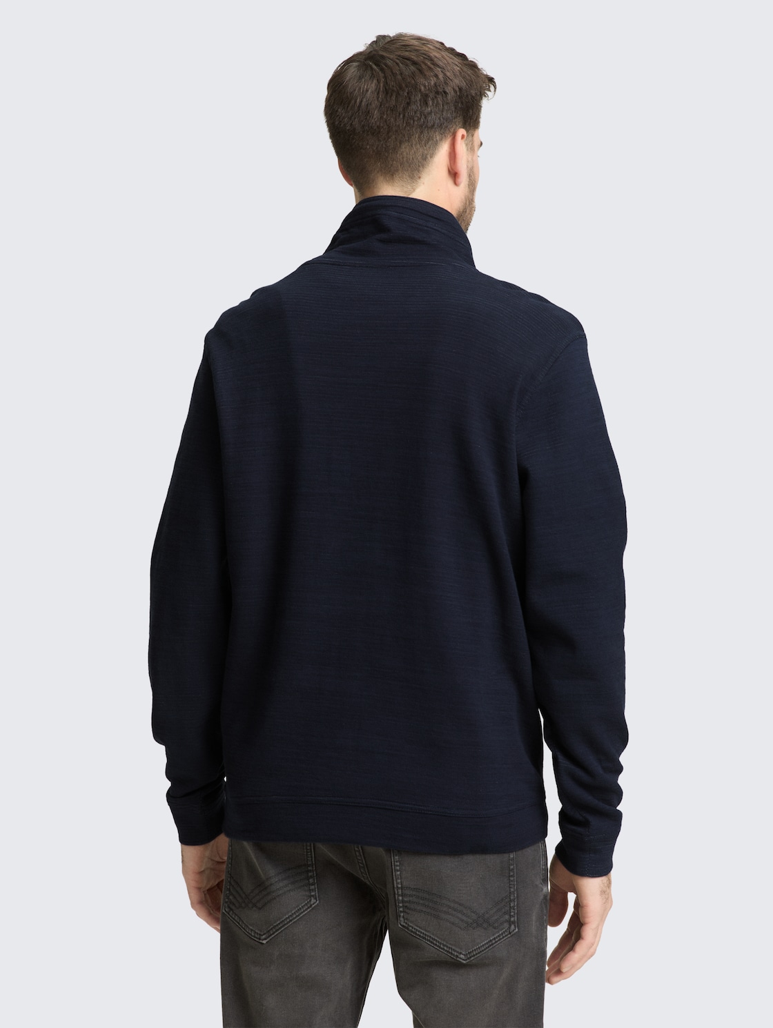 Thumbnail - TOM TAILOR Herren Snood Langarmshirt mit Logo-Badge, blau, Uni, Gr. S