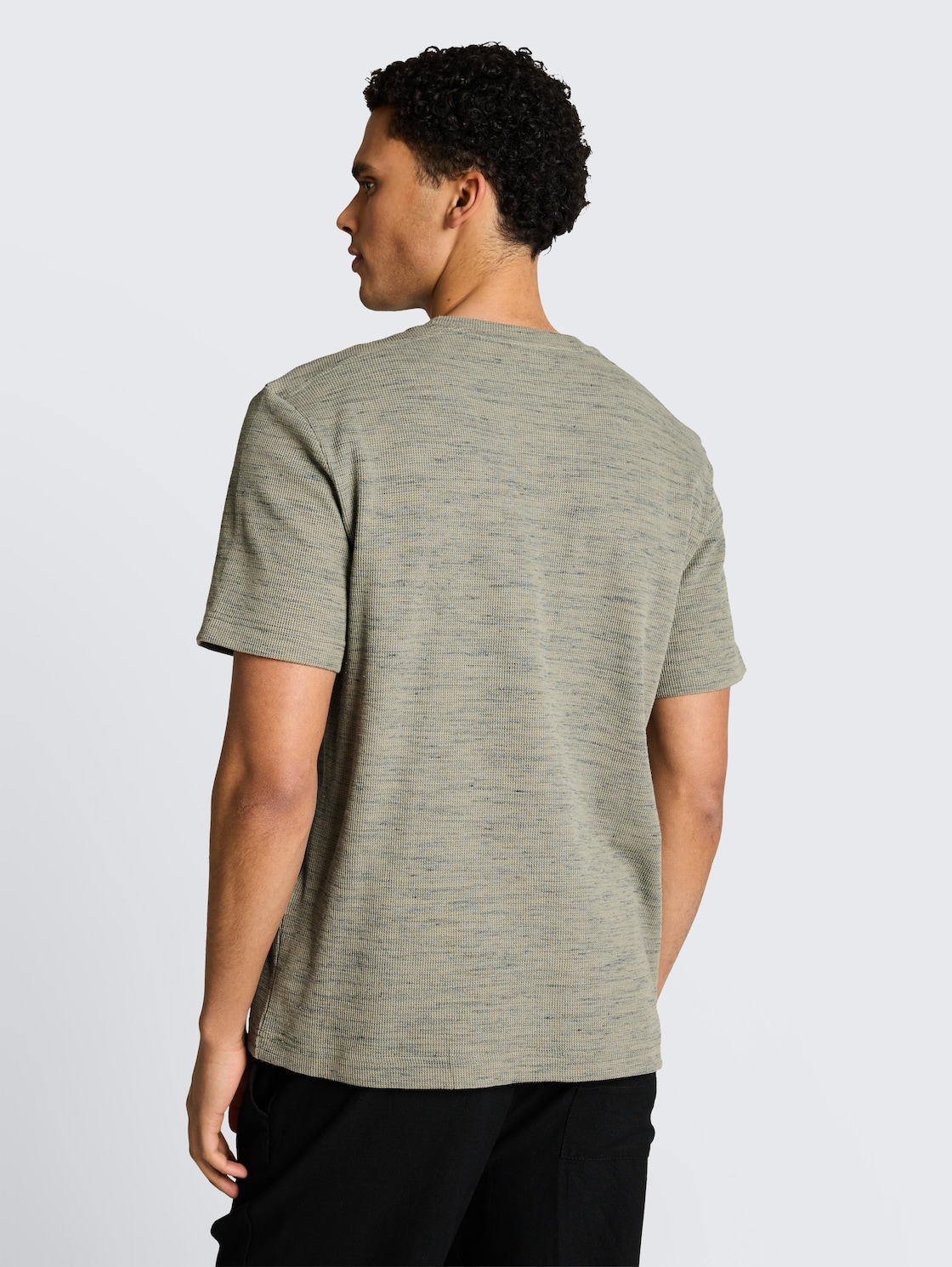 Thumbnail - TOM TAILOR Herren T-Shirt mit Waffelstruktur, grün, Meliert, Gr. L