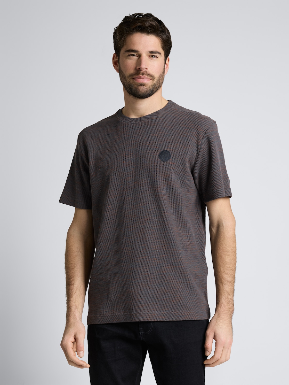 Thumbnail - TOM TAILOR Herren T-Shirt mit Waffelstruktur, grau, Meliert, Gr. L