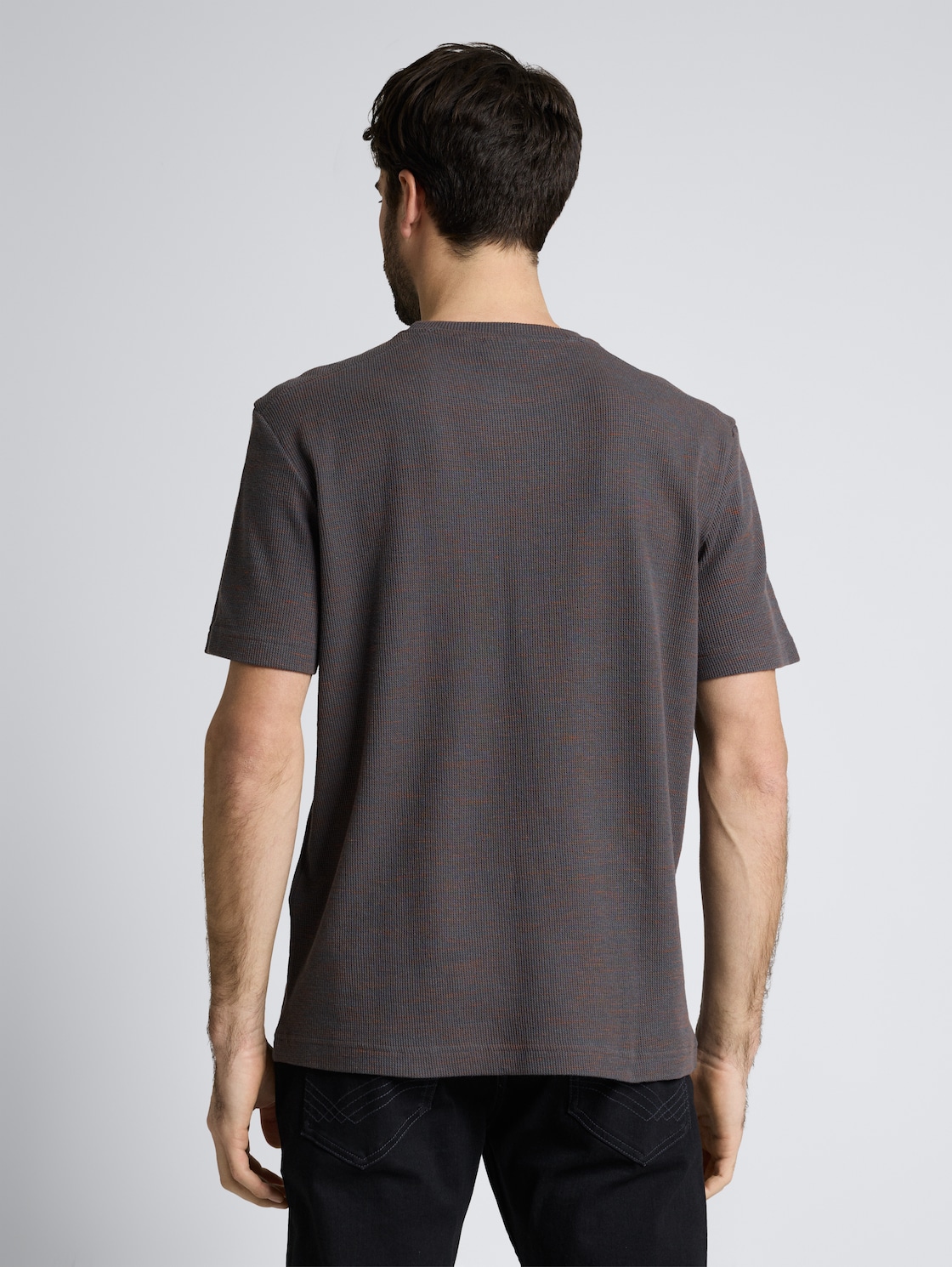 Thumbnail - TOM TAILOR Herren T-Shirt mit Waffelstruktur, grau, Meliert, Gr. L