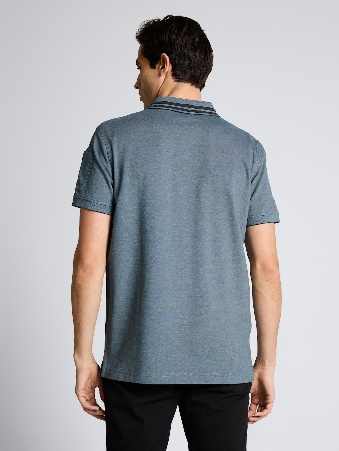 Thumbnail - TOM TAILOR Herren Poloshirt mit Ärmeltasche, blau, Meliert, Gr. S