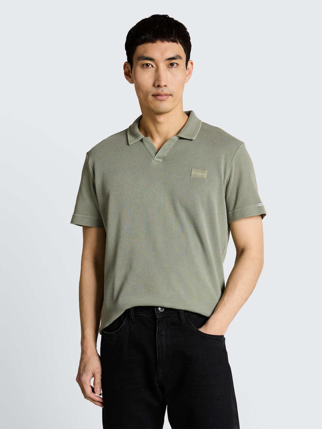 Thumbnail - TOM TAILOR Herren Resort Poloshirt im Used-Look, grün, Uni, Gr. XXL