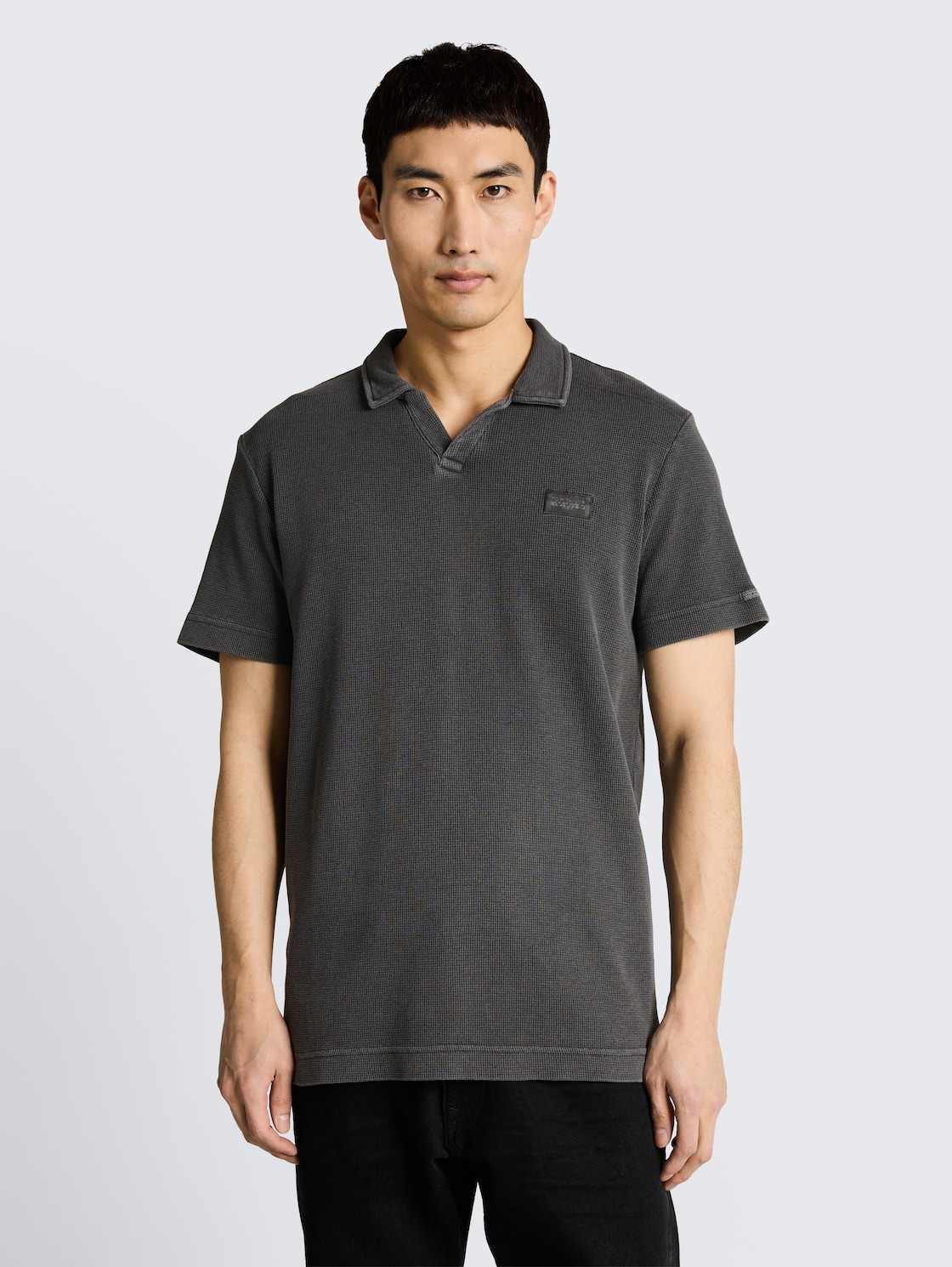 Thumbnail - TOM TAILOR Herren Resort Poloshirt im Used-Look, schwarz, Uni, Gr. XL