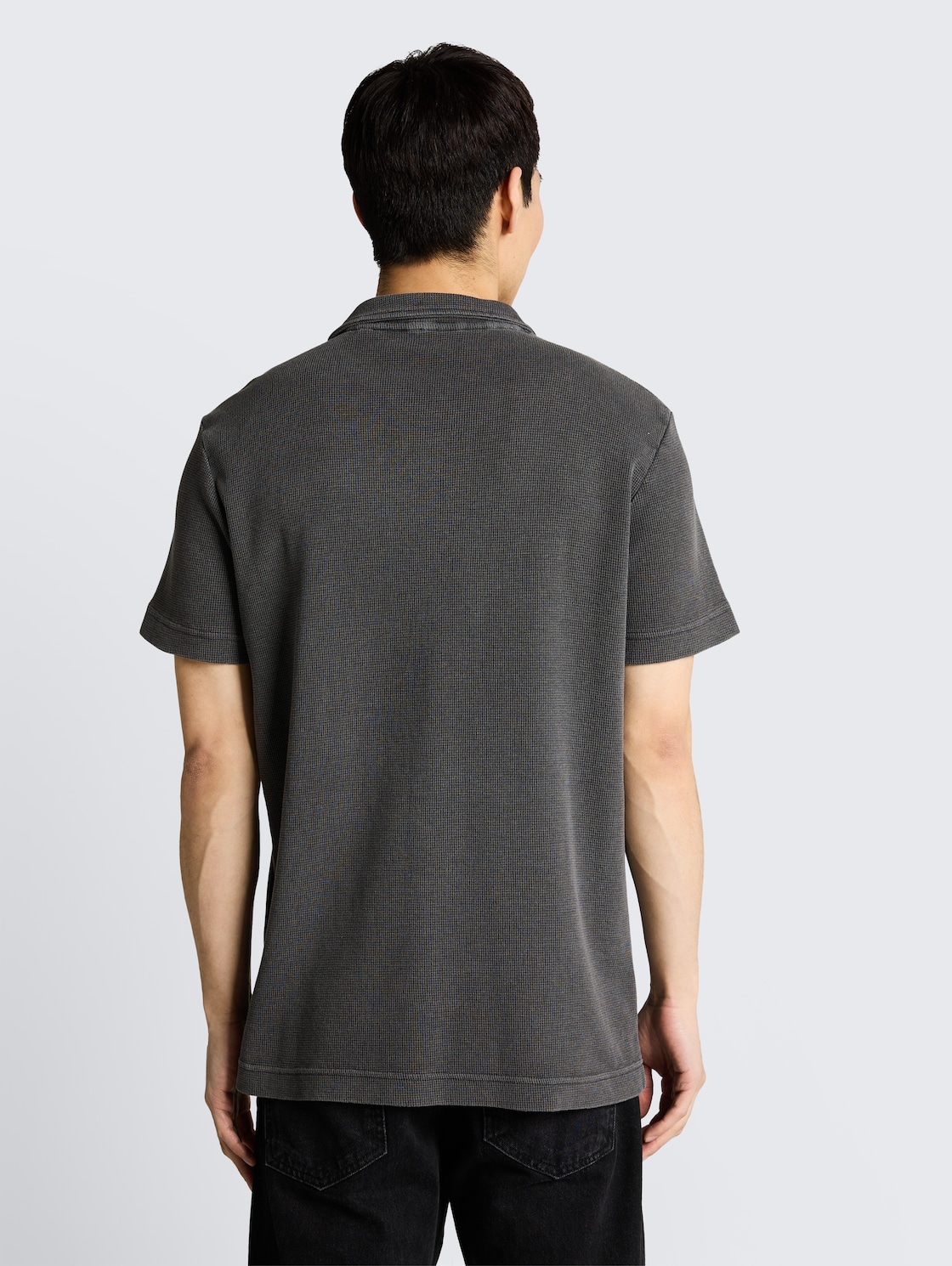 Thumbnail - TOM TAILOR Herren Resort Poloshirt im Used-Look, schwarz, Uni, Gr. XL