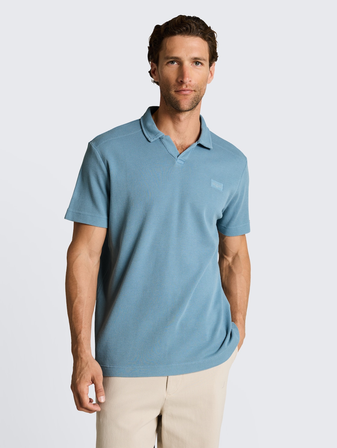 Thumbnail - TOM TAILOR Herren Resort Poloshirt im Used-Look, blau, Uni, Gr. M