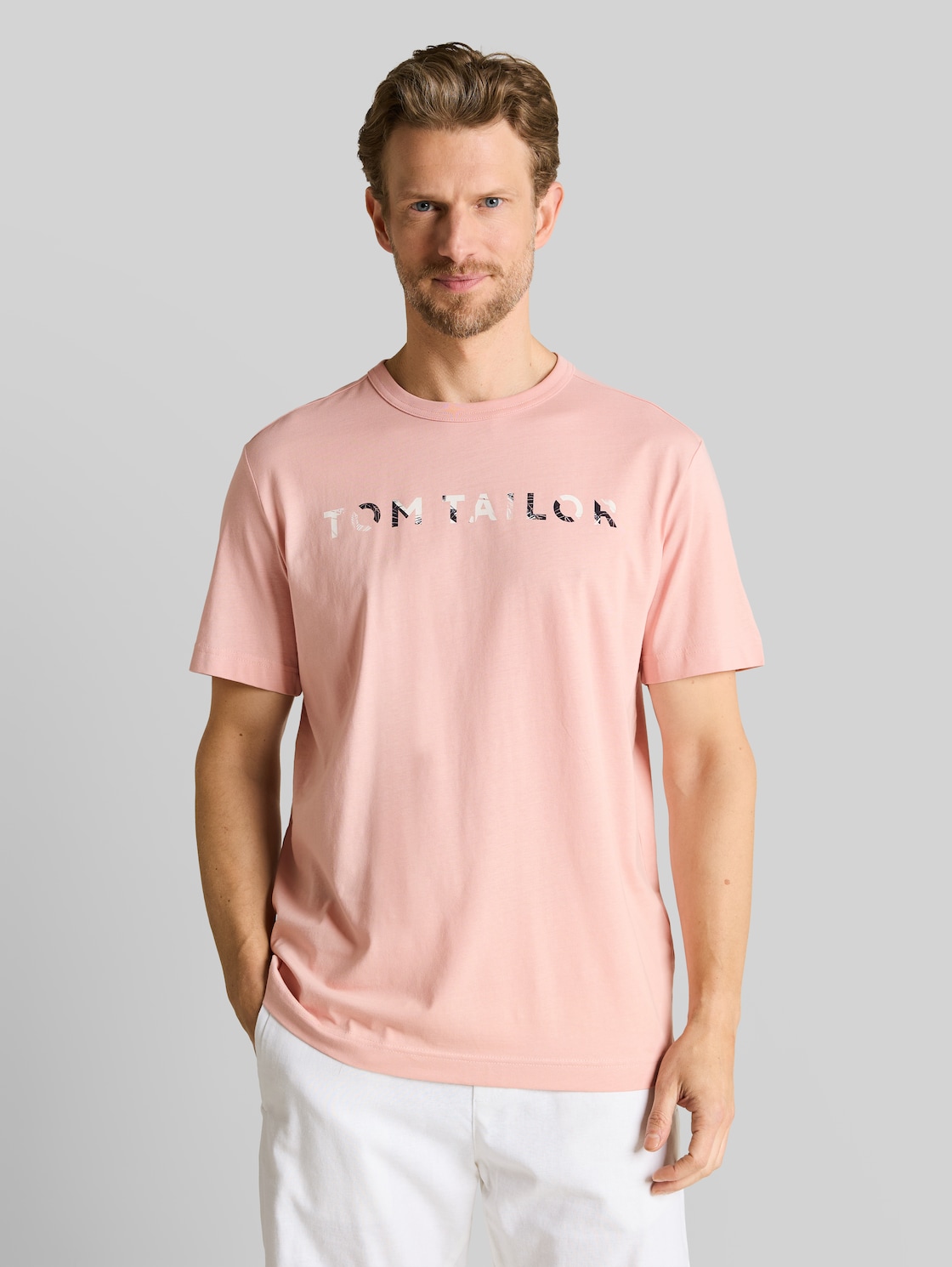  Tom Tailor Herren T-shirt Mit Print, Rosa, Uni, Gr. Xl 