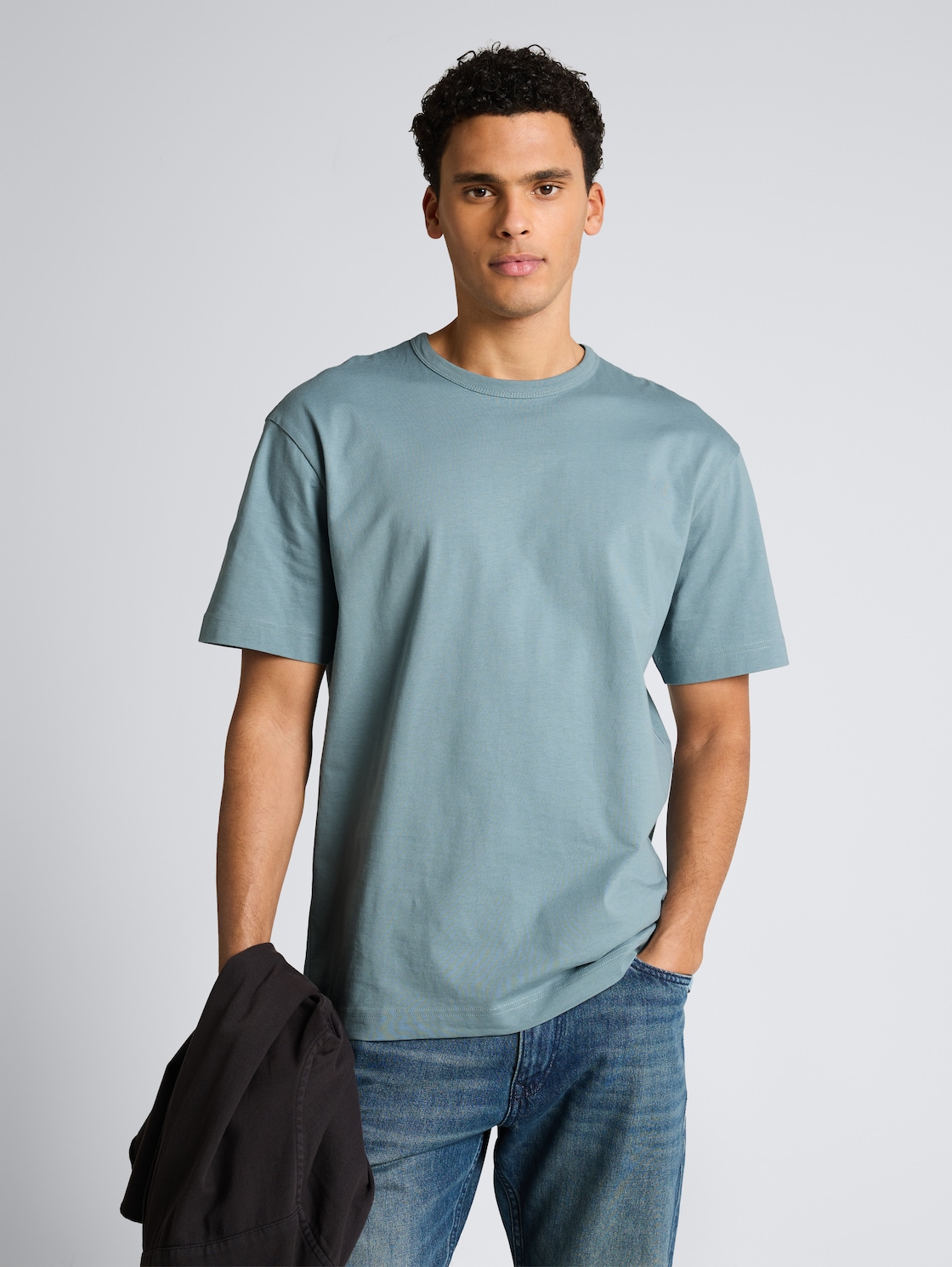 Thumbnail - TOM TAILOR DENIM Herren Relaxed Fit T-Shirt aus Baumwolle, blau, Uni, Gr. L
