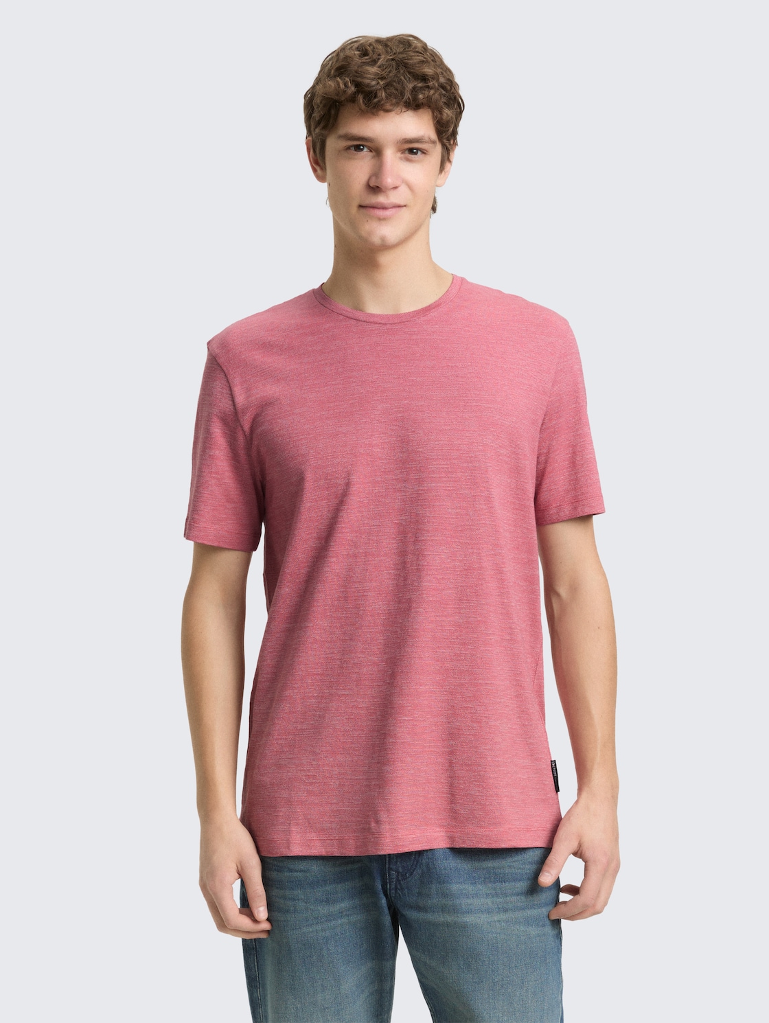 Thumbnail - TOM TAILOR DENIM Herren T-Shirt in Melange-Optik, rosa, Meliert, Gr. M