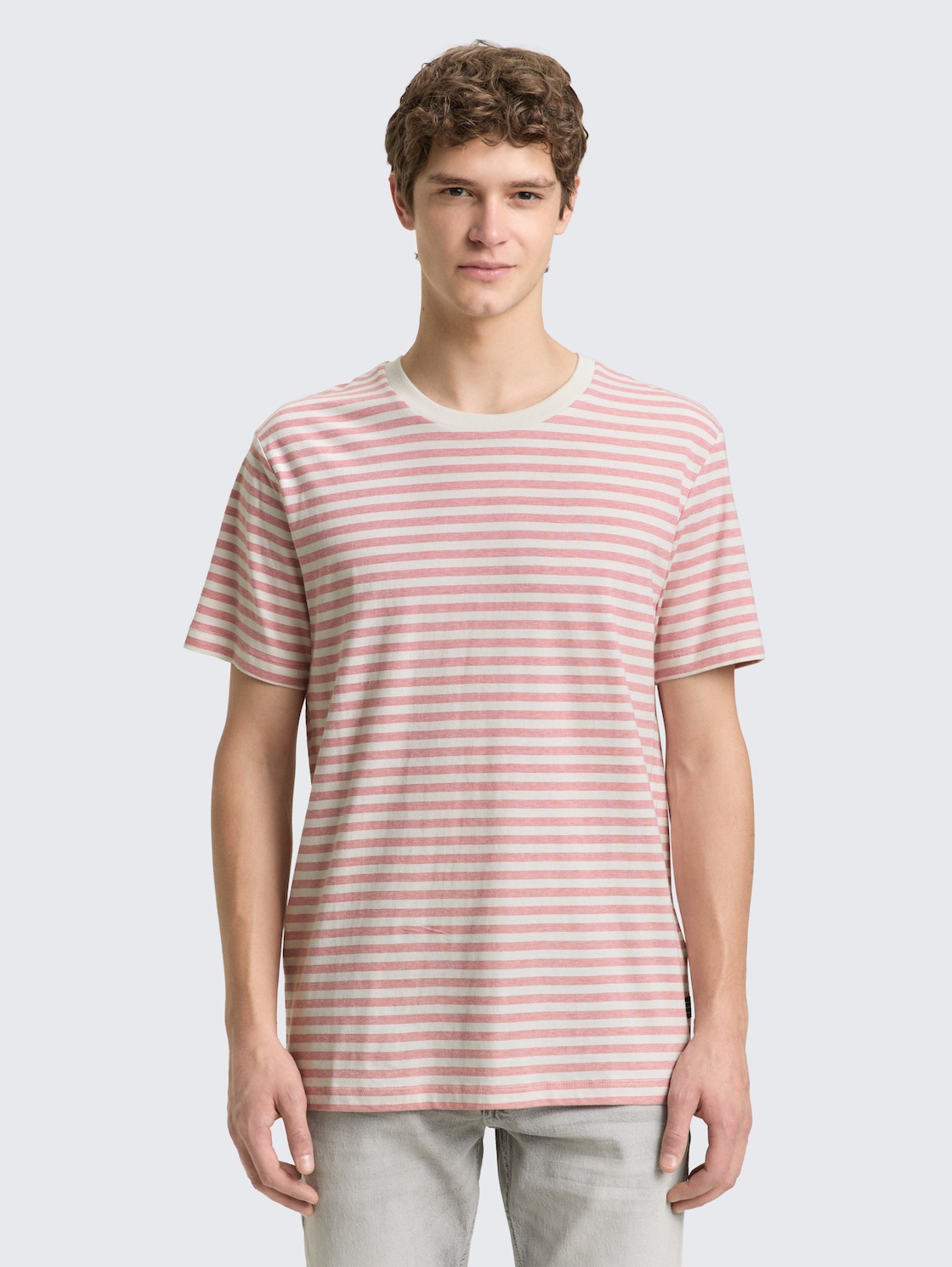 Thumbnail - TOM TAILOR DENIM Herren T-Shirt mit Streifenmuster, rosa, Gestreift, Gr. S