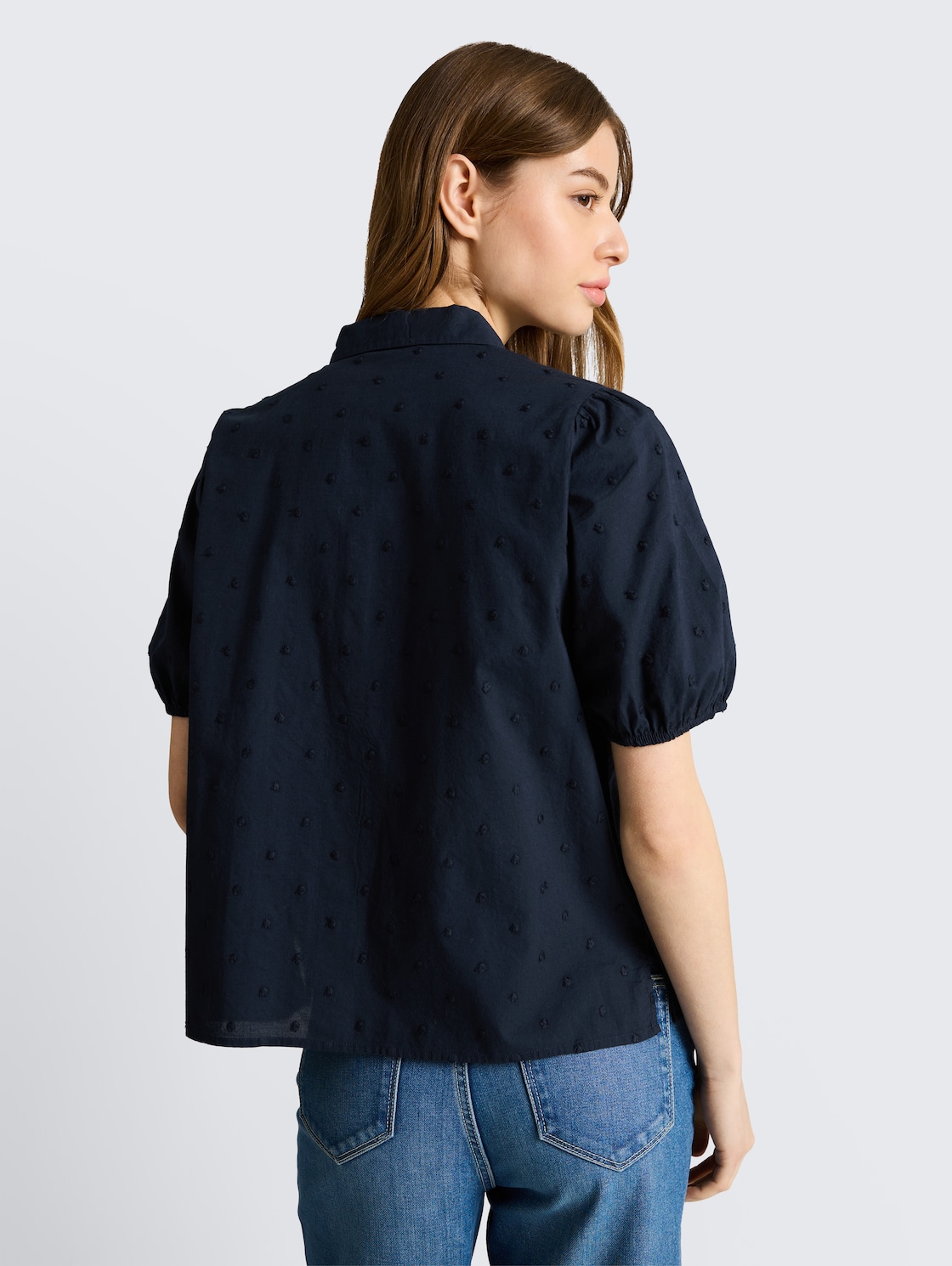 Thumbnail - TOM TAILOR DENIM Damen Bluse mit Stickerei, blau, Uni, Gr. XS